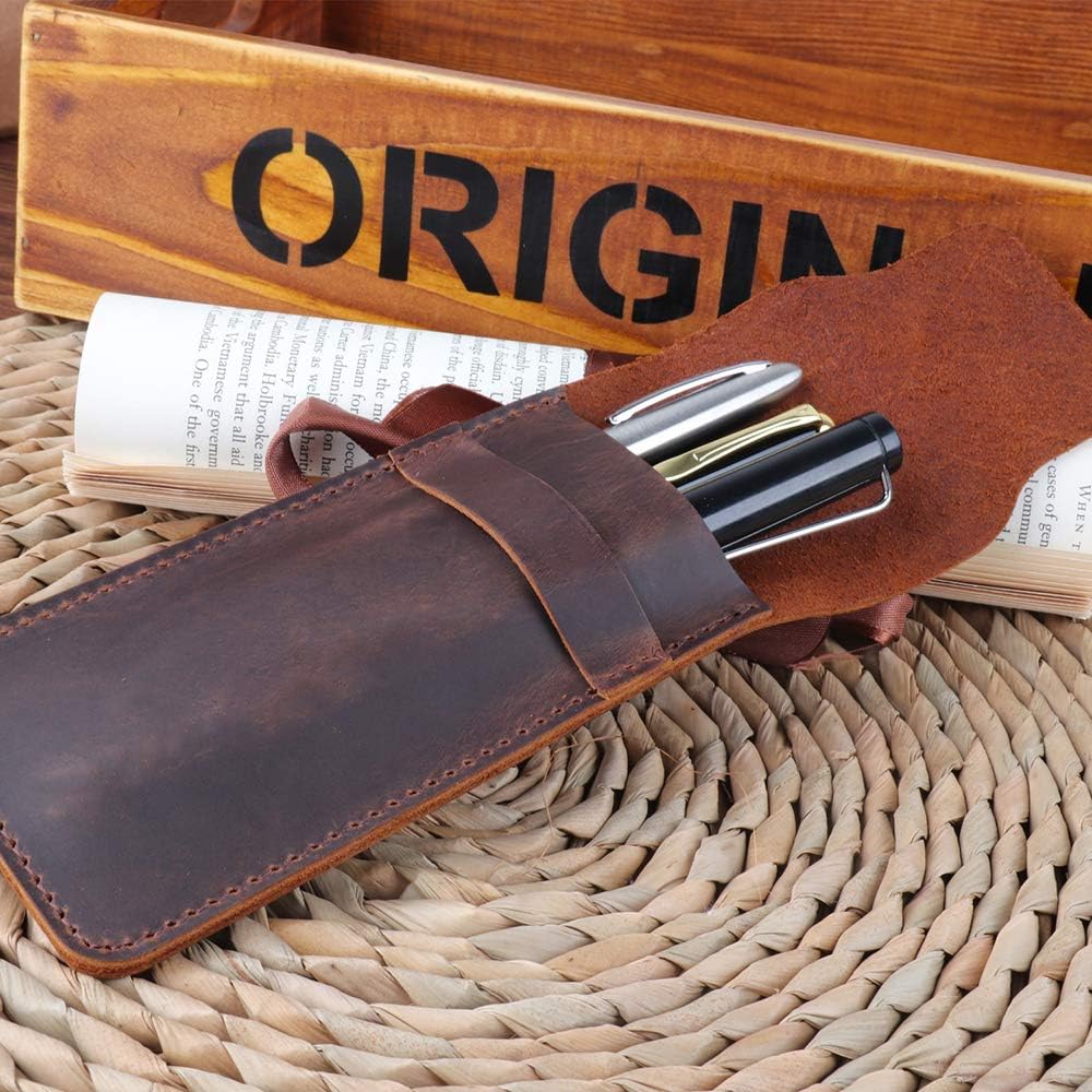 Jurxy Leather Pen Case Holder Handmade Fountain Multi Pens Pouch Crazy Horse Leather Pen Protective Sleeve Cover Large – Brown 6 71v PeOJuEL. AC SL1000 - northernschoolofshiatsu.co.uk