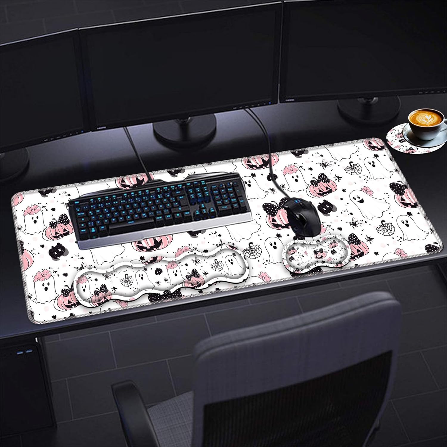 Keyboard Wrist Rest Set,Memory Foam Wrist Support Mouse Pad,31.5"x11.8" Desk Mat for Comfortable Typing & Pain Relief,Non-Slip Base for Office & Home Use - Abstract Flower 90 71v5RJAGZWL. AC SL1500 - northernschoolofshiatsu.co.uk