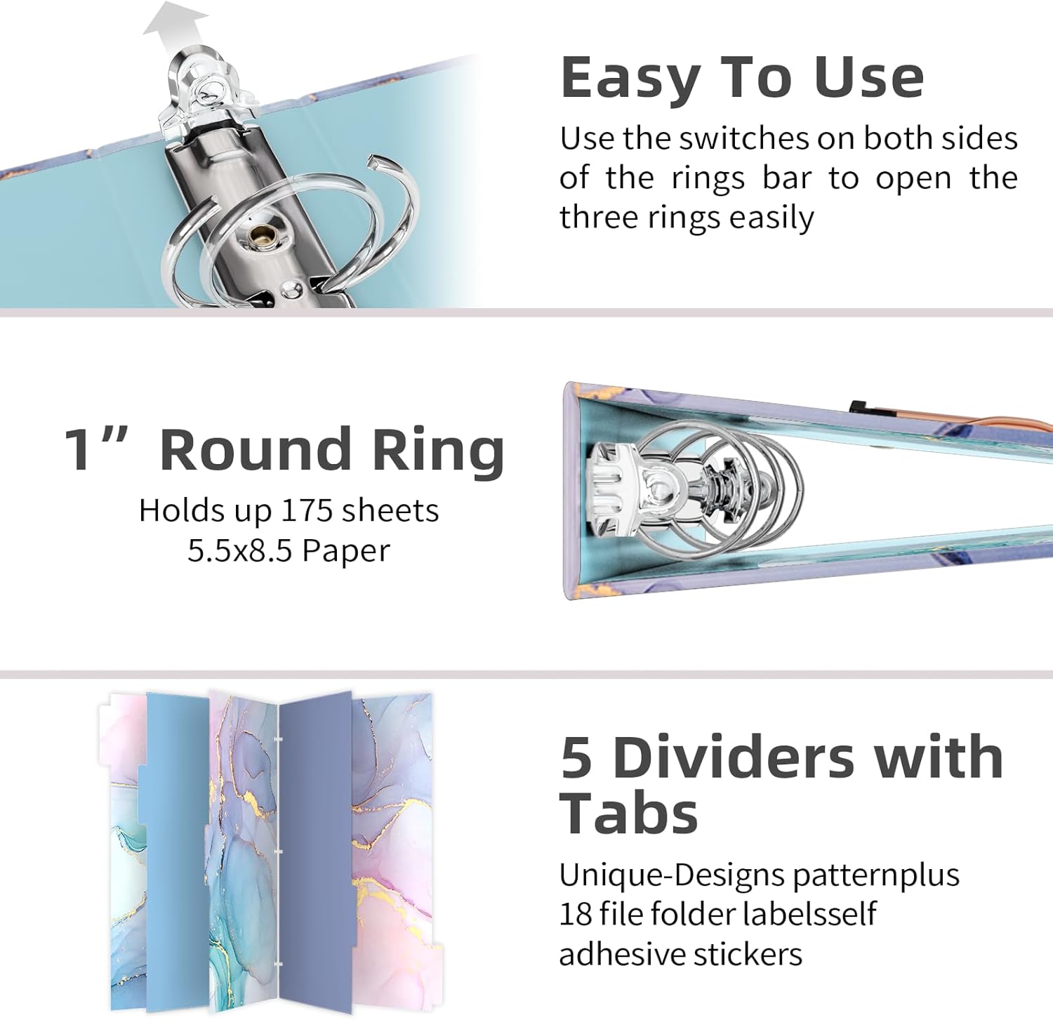 2 Inch 3 Ring Binders for Letter-Size 11" x 8.5" with 5-Tab Dividers and Low Profile Clipboards Three Ring Binder for School Class Office Supplies, Rose Floar 145 71vBJkUc83L. AC SL1500 - northernschoolofshiatsu.co.uk