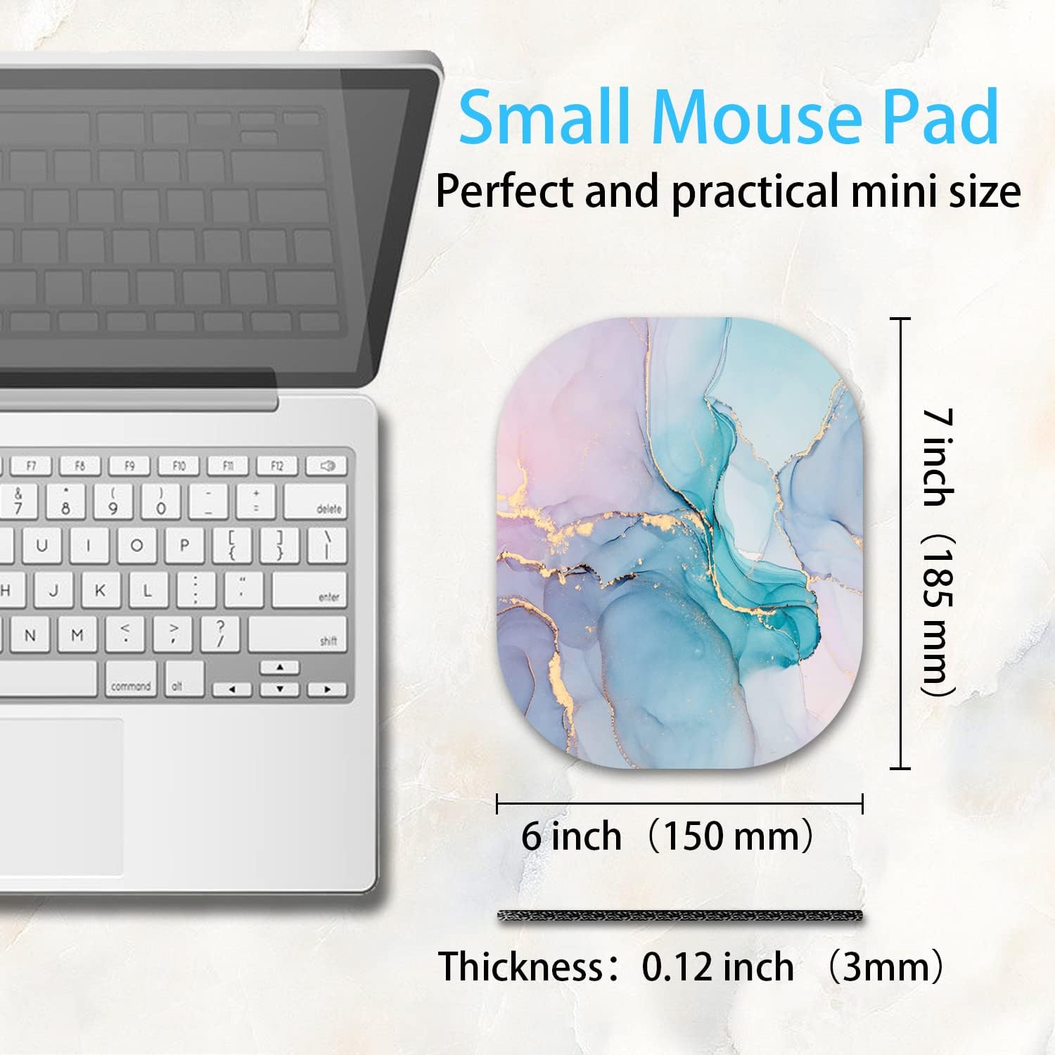Small Mouse Pad,Mini Mouse Pad 6 x 7 Inch,for Laptop Keyboard Tray Wireless Mouse Home Office Travel,with Non-Slip Rubber Base, Waterproof Mouse Mat,Cyan Blue Marble 2 71veNSmc05L. AC SL1500 - northernschoolofshiatsu.co.uk