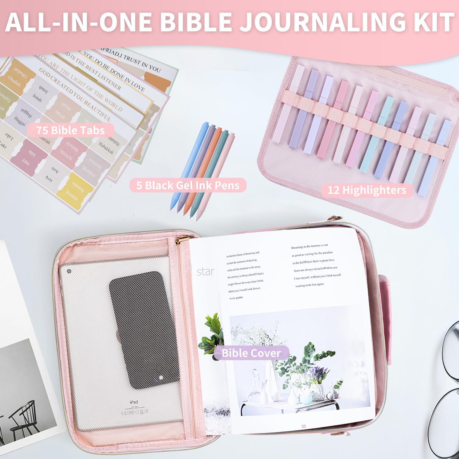 Bible Cover Case for Women, Large Chenille Letter Leather Bible Case with Bible Study Accessories, Bible Study Supplies Bible Journaling Kit, Christmas Christian Gift for Women Girls (Pink) 9 71vqeHtGqLL. AC SL1500 - northernschoolofshiatsu.co.uk