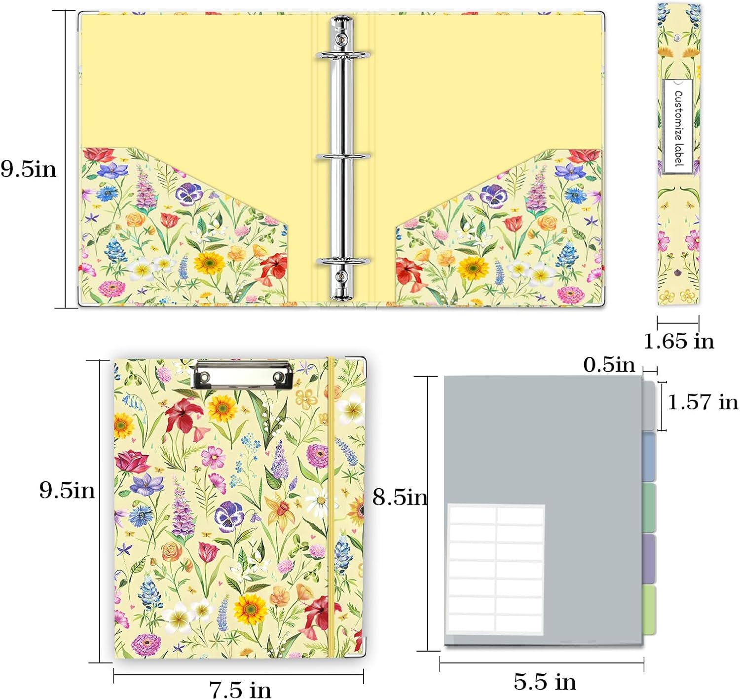 3 Ring Binder 1 Inch, Three Ring Binders Organizer with Clipboard, 5-Tabs Pockets Dividers, Plastic Folder, 18 Divider Stikers, KLLVE Cute Binder with Pen Loop (Garden Party, Letter Size) 74 71vqq0uj SL. AC SL1500 - northernschoolofshiatsu.co.uk