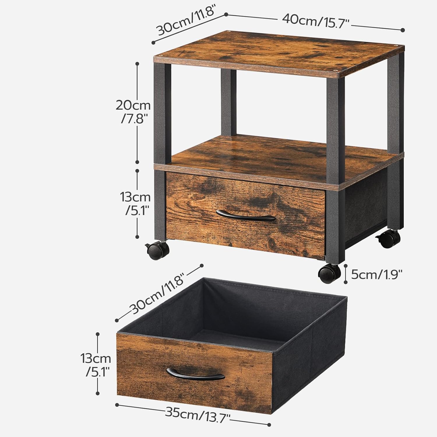 HOOBRO Printer Stand with Storage, Under Desk Printer Table, Printer Cart with Drawer and Shelves, Rolling Small Printer Stand on Wheels, for Office, Rustic Brown and Black BF39PS01 3 71vu6qV47BL. AC SL1500 - northernschoolofshiatsu.co.uk