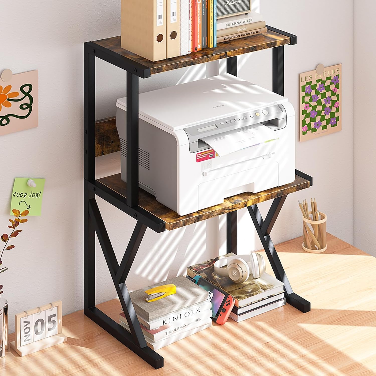 aboxoo Printer Stand for Desk, Desktop Printer Shelf Large 3-Tier Multi-Purpose Office Organization Shelves for Home Office, Rustic Brown 38 71vzHQttwHL. AC SL1500 - northernschoolofshiatsu.co.uk