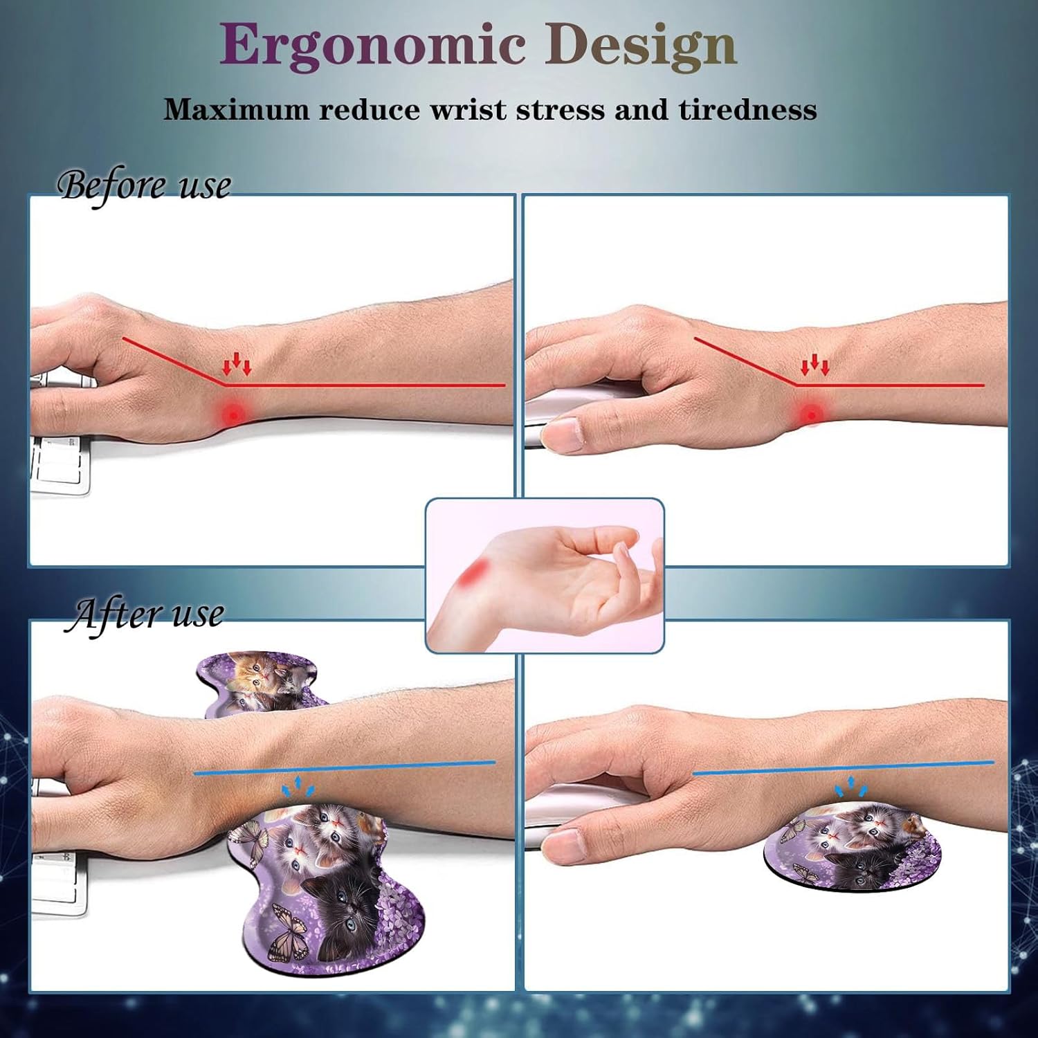 4 in 1 Desk Mat Set,Mouse Pad with Keyboard Wrist Rest,Wave-Shaped Design,Non-Slip Rubber Base,Waterproof,for Home,Office,Gaming,Starry Night 51 71w O4958zL. AC SL1500 - northernschoolofshiatsu.co.uk