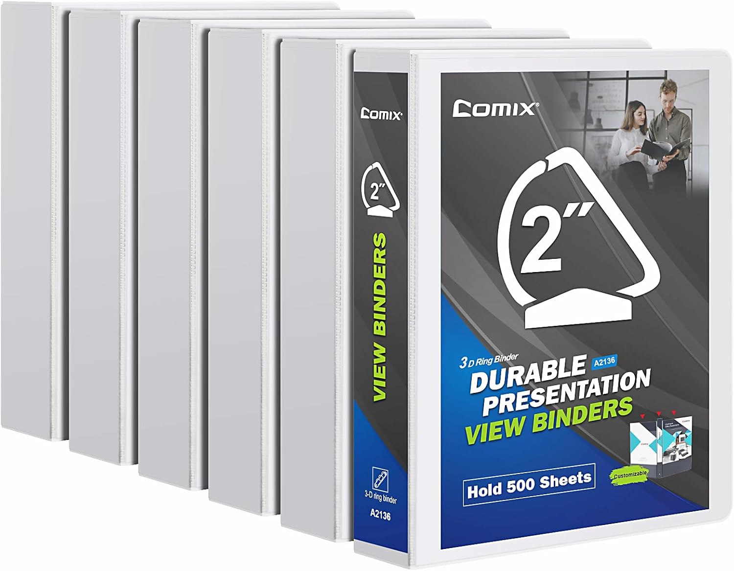 Comix Sturdy 1.5 Inch D-Ring Binders, 1.5'' 3 Ring Binder with Clear View Cover, 1-1/2 Inch Rings Holds 350 Sheets of 8.5" x 11" Paper, 6 Packs (White) 30 71wA - northernschoolofshiatsu.co.uk