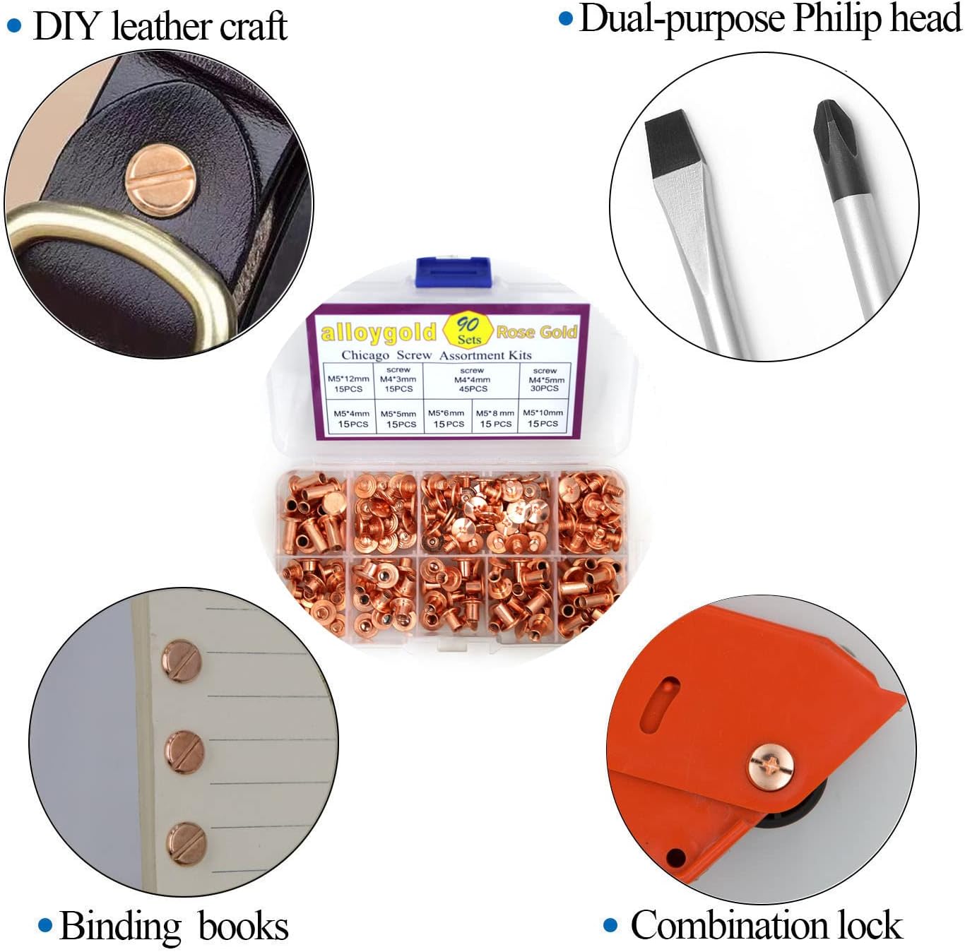 100 Pcs (50 Pair) Gun Black Phillips Chicago Binding Screws Assorted Kits,6 Sizes of Flat Head Rivet Hollow Binding Screws Posts, for Leather Saddles Purses Belt Repair(M5x5/10/15/25/35/45) 63 71wGWrty7wL. AC SL1500 - northernschoolofshiatsu.co.uk