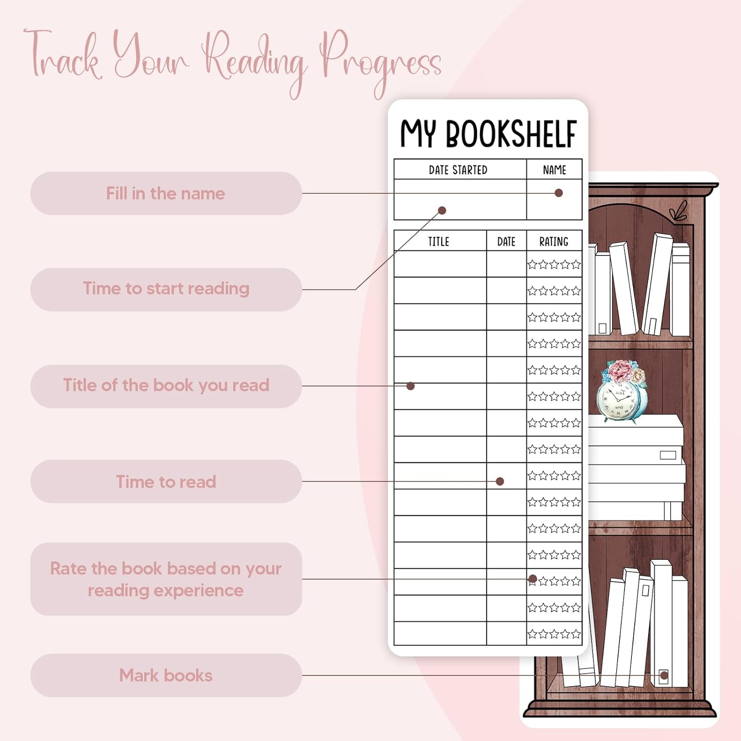 100 Pieces Book Tracker Bookmarks Bookshelf Design Double-Sided Reading Page Markers Bookmarks for Book Lovers Cute Book Marks for Reading Women Students School Supplies 2 - northernschoolofshiatsu.co.uk