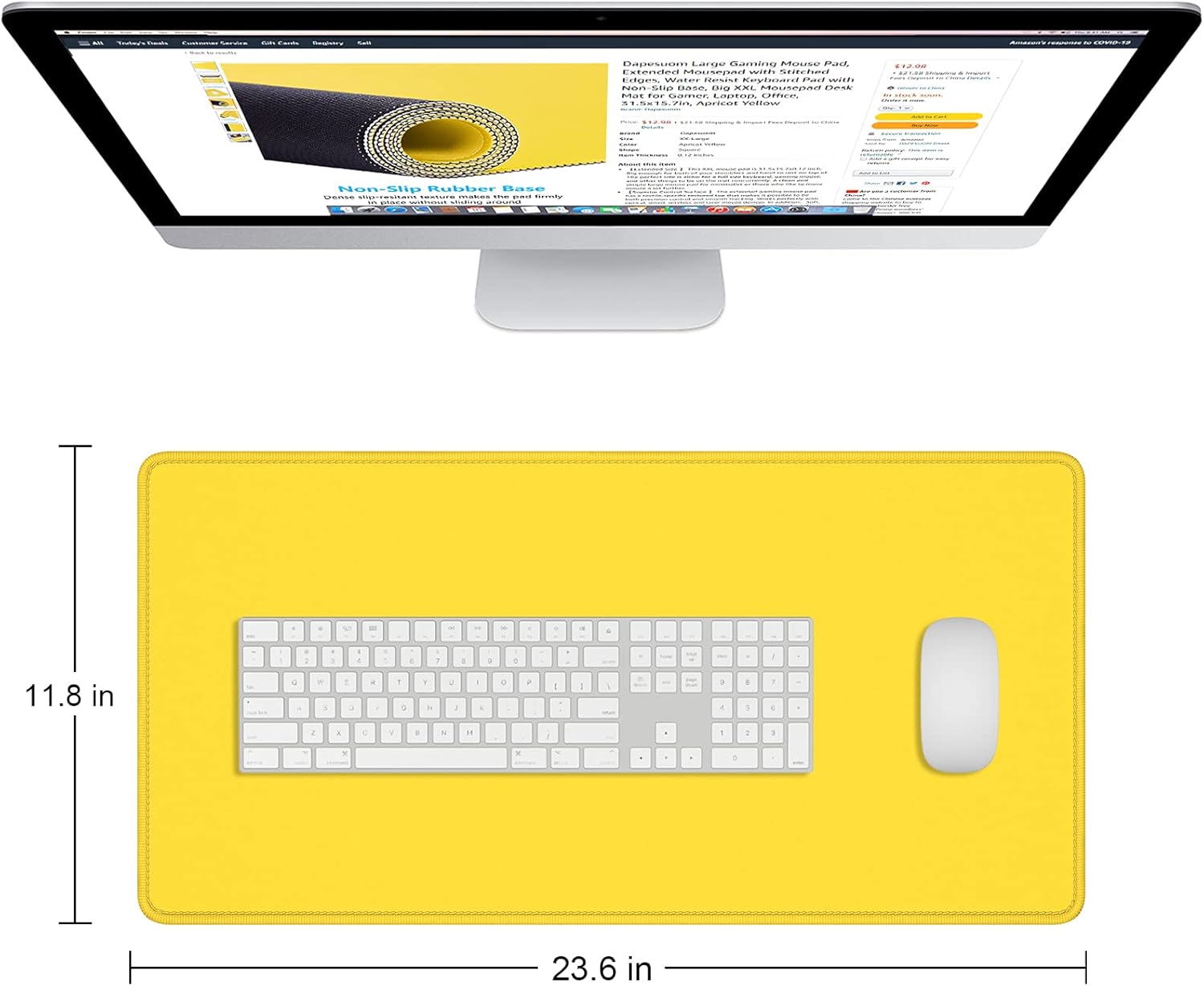Dapesuom Large Mouse Pad, Extended Gaming Mouse Mat with Stitched Edges, Full Size Desk Mats with Non-Slip Base, Computer Big Desktop Keyboard Pad for Gamer, Laptop, Office, 23.6 x 11.8 in, Pink 133 - northernschoolofshiatsu.co.uk