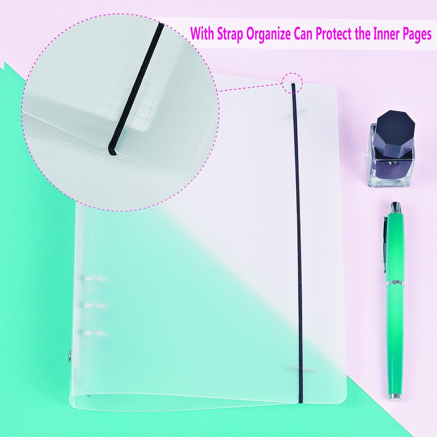 A5 6 Ring Binder Cover with Snap Button Closure Loose Leaf Folders Notebook Shell Protector for 6 Hole Planner Pages Refill Insert (Translucent Plastic) 4 - northernschoolofshiatsu.co.uk