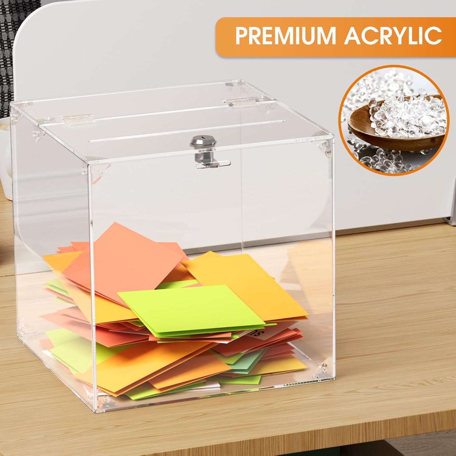 MaxGear Acrylic Donation Box, 9.8" x 9.8" x 9.8" Square Suggestion Box with Lock, Large Comment Case for Fundraising, Donating, Bar, School, 1 Pack 3 71xj V8DSzL. AC SL1500 - northernschoolofshiatsu.co.uk