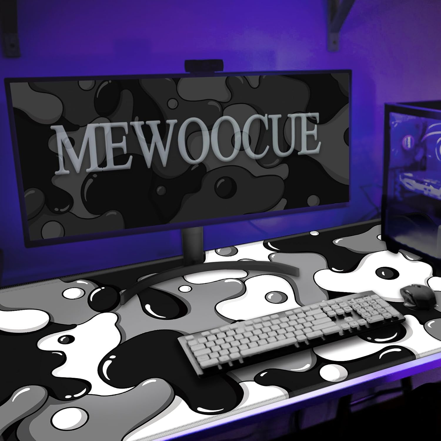 MEWOOCUE® Gaming Mouse Pad for Desk,Large Cute Black White Mousepad Laptop,Japanese Grey Anime Mouse Mat,Long XXL Waterproof Keyboard Pads,Big Non-Slip Mouse Pads for Game Office Home(31.5 x 15.7 in) 6 - northernschoolofshiatsu.co.uk