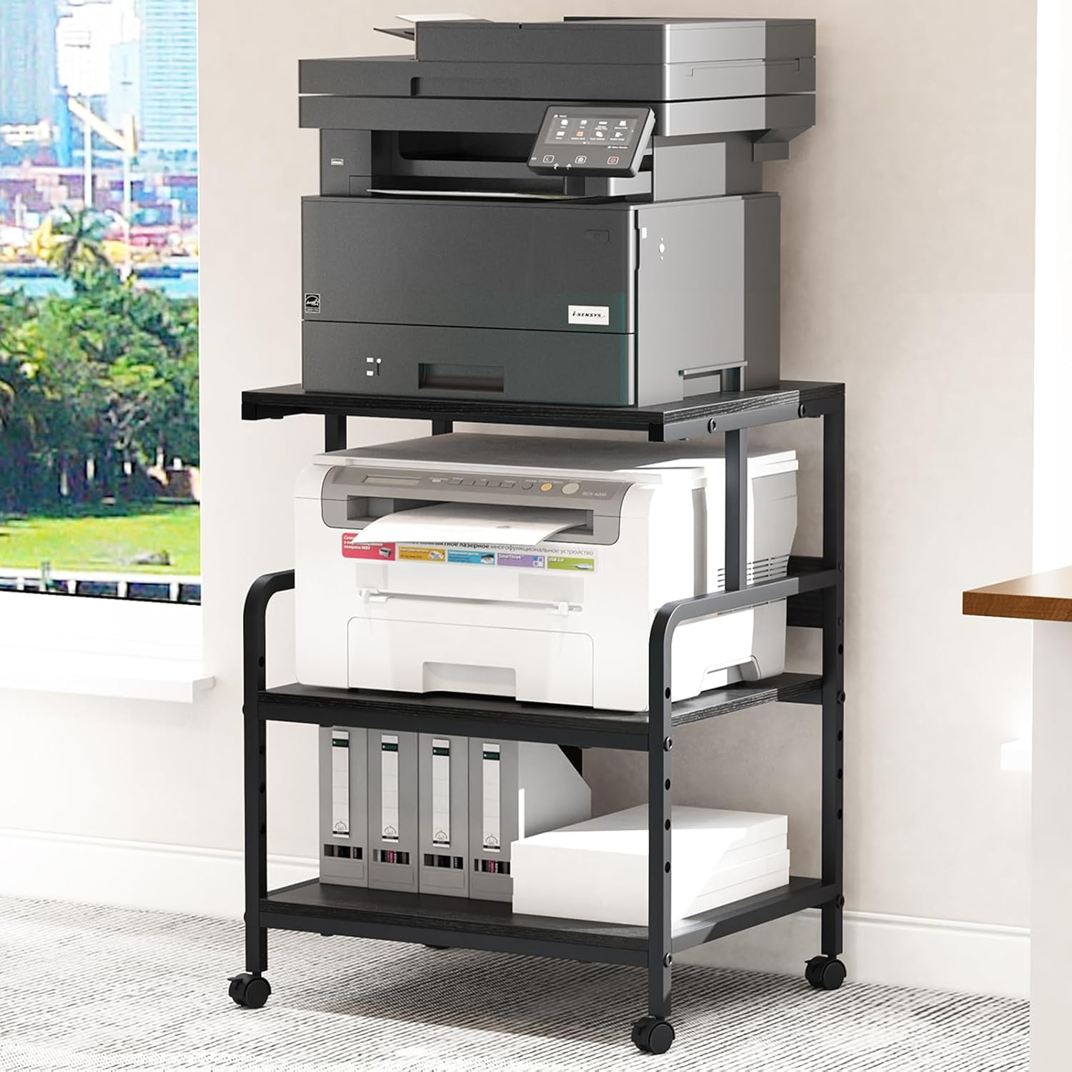4 Tier Printer Stand with Storage Shelf, Large Tall Printer Cart with Wheels, Mobile Printer Table for Home Office, Adjustable Stands for Printer Heat Press Scanner Fax (Black), High 28 71xzM I6PWL. AC SL1500 - northernschoolofshiatsu.co.uk