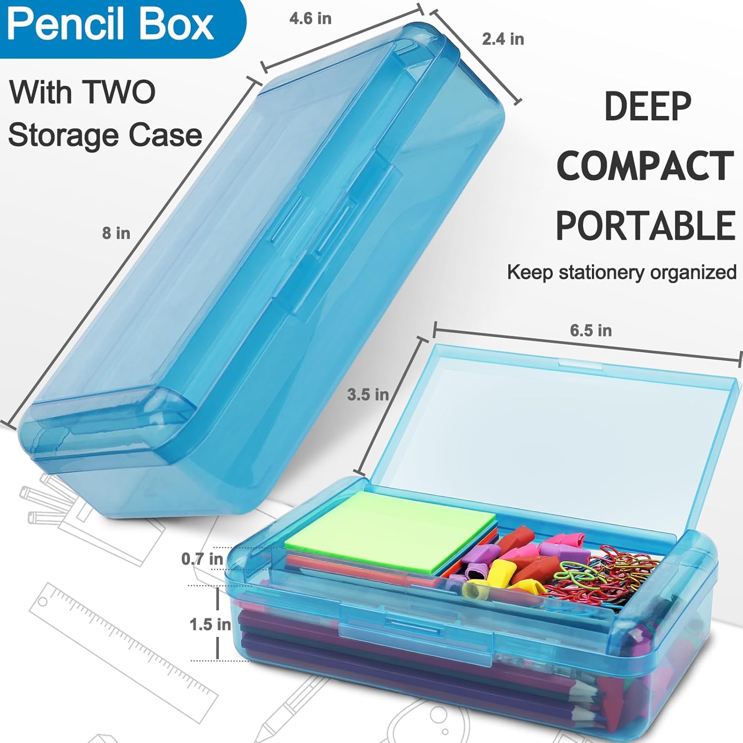 1 PCS Pencil Box,Double Layer Large Capacity Pencil Box,Hard Pen Case with Snap-tight Lid, Plastic Pencils Case for Office School Supplies Pen Boxes,Storage Organizer for Gel Pens Erasers-Purple 2 - northernschoolofshiatsu.co.uk
