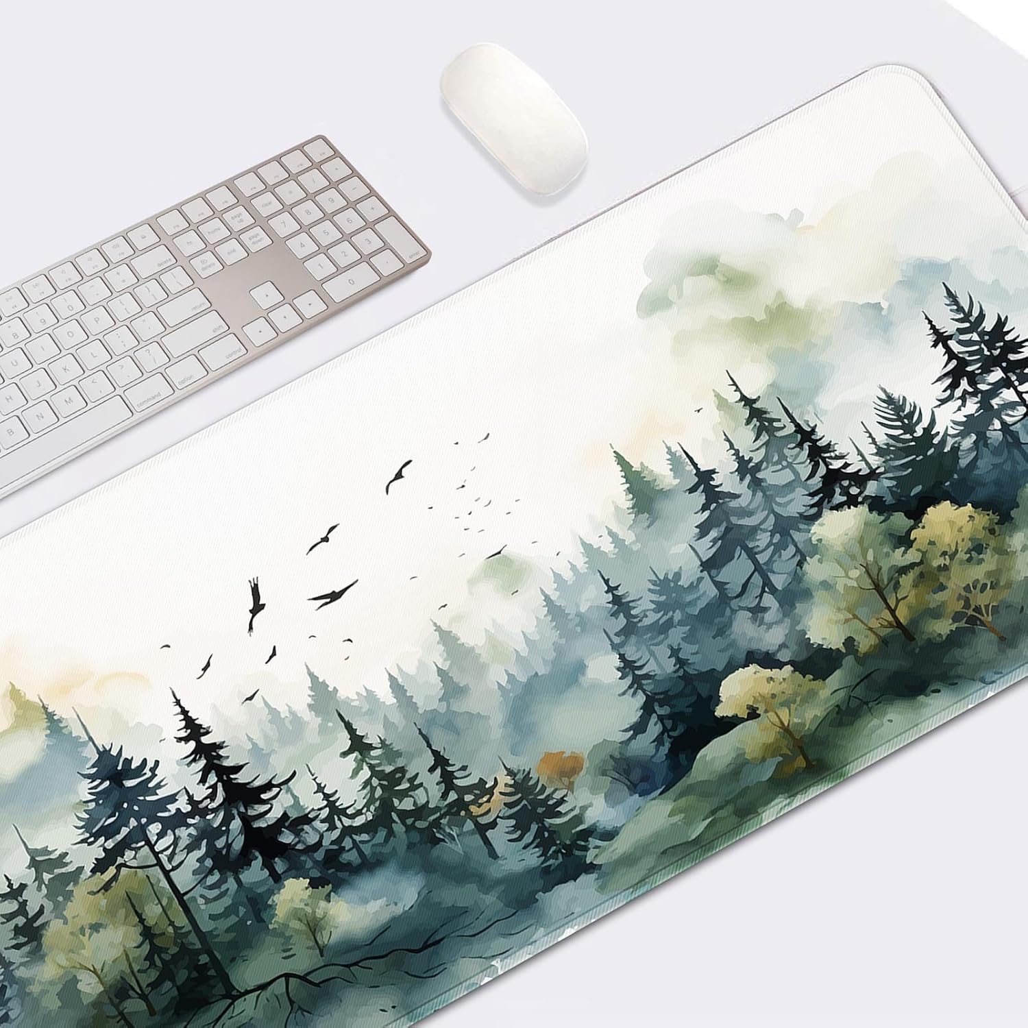 Arttown Green Ink Style Mountain Forest Mouse Pad Large Gaming Mat Non-Slip Desk Pad Keyboard and Mouse Desk Mat for Gamer, Office & Home, 31.5 x 15.7 in 6 - northernschoolofshiatsu.co.uk