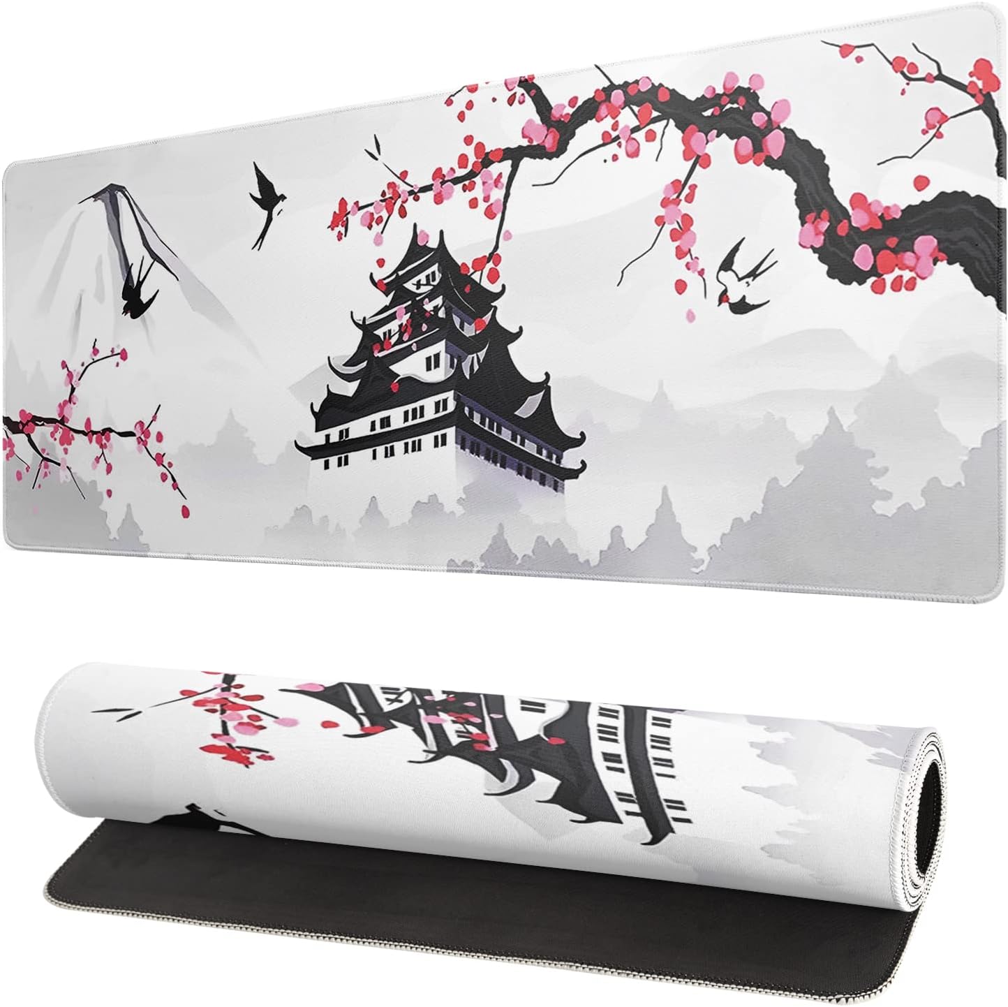 Japanese Cherry Blossom Gaming Mouse Pad 31.5 X 11.8 Inch Japanese Pagoda Sakura White Anime Large Mousepad Non-Slip Rubber Base Stitched Edges Keyboard Mouse Mat Desk Pad for Office Home Game 29 71yJtJBsXML. AC SL1500 - northernschoolofshiatsu.co.uk