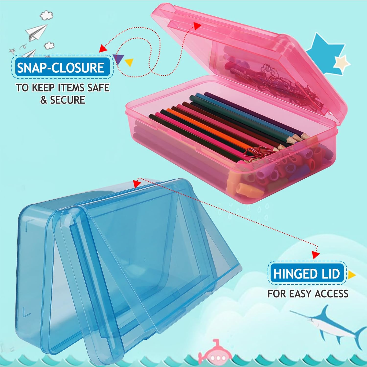 1 PCS Pencil Box,Double Layer Large Capacity Pencil Box,Hard Pen Case with Snap-tight Lid, Plastic Pencils Case for Office School Supplies Pen Boxes,Storage Organizer for Gel Pens Erasers-Purple 53 71yh7p8c17L. AC SL1500 - northernschoolofshiatsu.co.uk