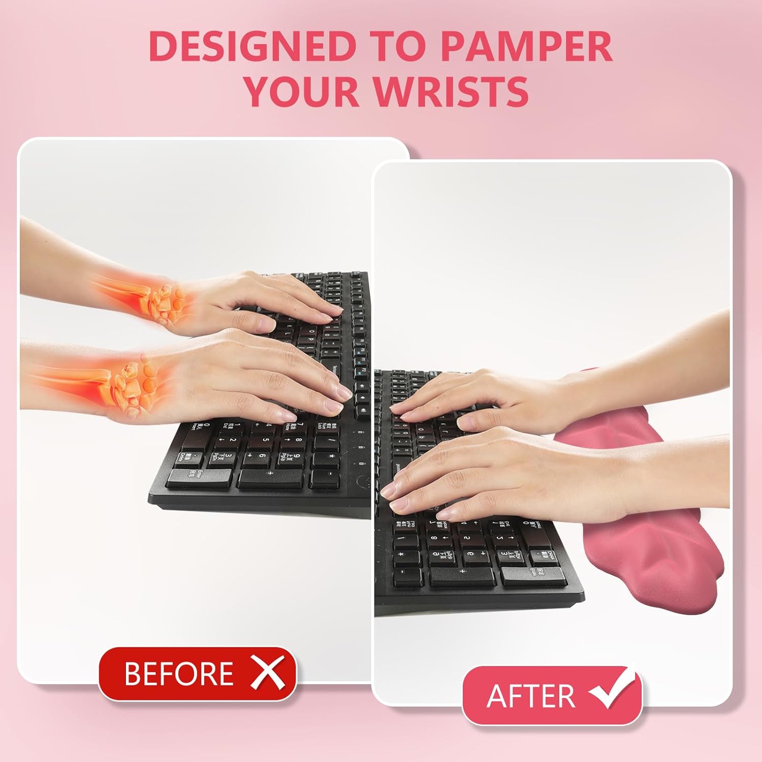 iCasso Ergonomic Mouse Pad with Wrist Support, Comfortable Keyboard Wrist Rest with Non-Slip Base, Easy Typing and Wrist Pain Relief pad for Computer, Laptop, Home&Office (3Rose Red) 2 71yvPY+PrmL. AC SL1500 - northernschoolofshiatsu.co.uk
