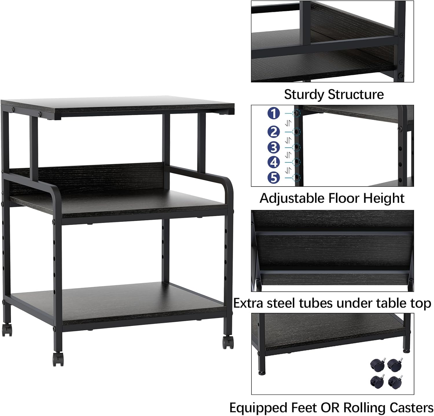 4 Tier Printer Stand with Storage Shelf, Large Tall Printer Cart with Wheels, Mobile Printer Table for Home Office, Adjustable Stands for Printer Heat Press Scanner Fax (Black), High 30 71z8rByruXL. AC SL1500 - northernschoolofshiatsu.co.uk