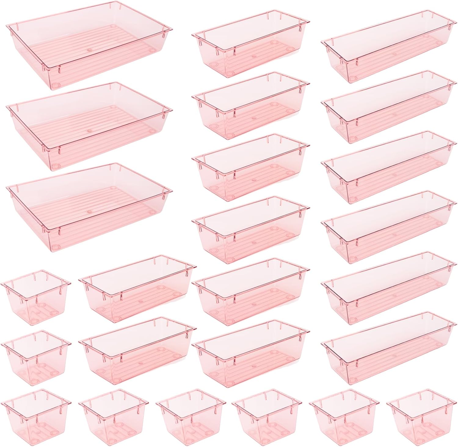 25 Pack Desk Drawer Organizer Set,Vanity and Desk Drawer Storage Bins,Clear Plastic Drawer Organizer Trays for Makeup,Office,Bathroom and Kitchen(pink) 1 71zm8Oi991L. AC SL1500 - northernschoolofshiatsu.co.uk
