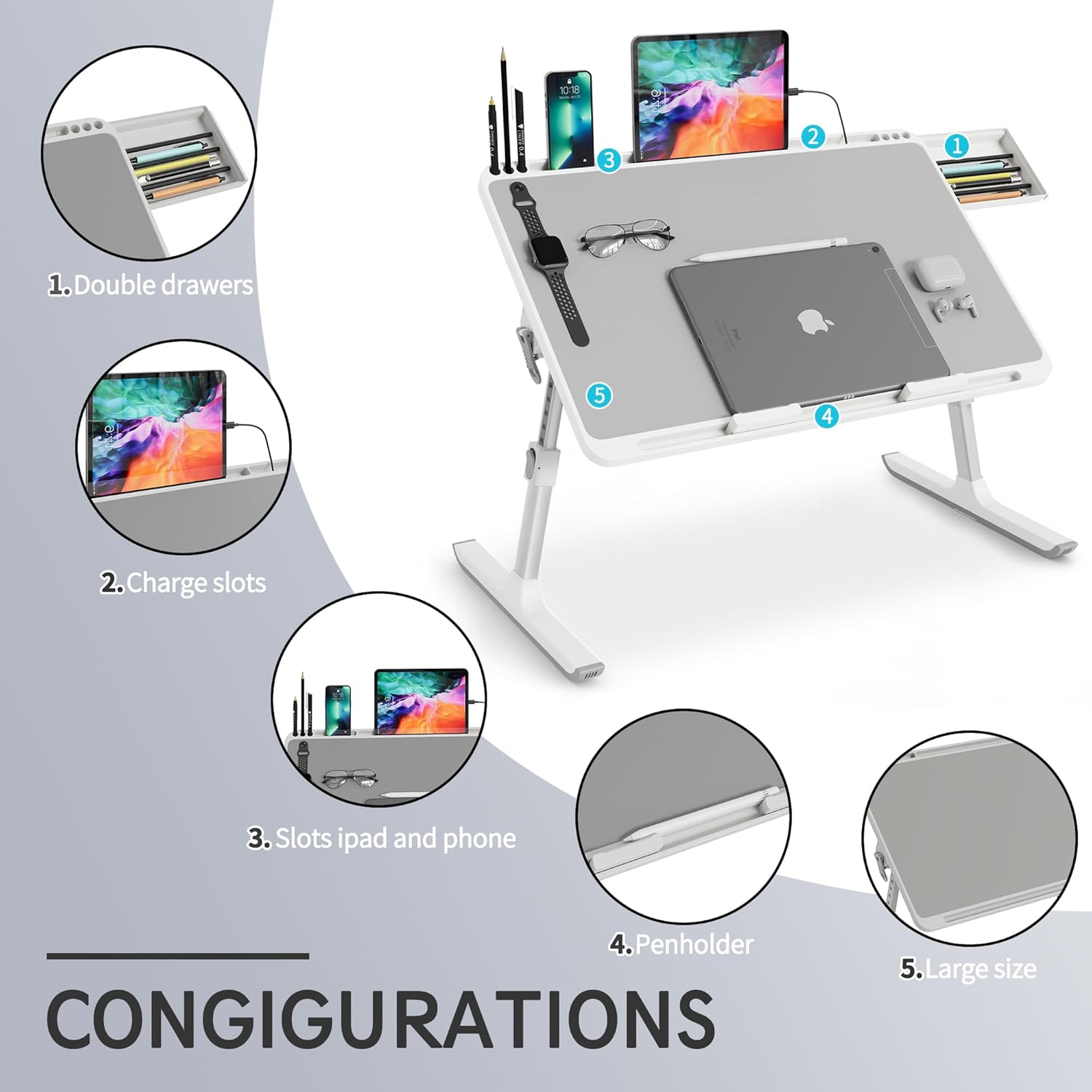 Monomi Laptop Desk for Bed, Height & Angle Adjustable Laptop Stand for Bed,X-Large Folding Portable Lap Desks Trays with Storage Drawers, Lap Table for Eating, Working, Writing and Drawing 8 71zr7Un9sbL. AC SL1500 - northernschoolofshiatsu.co.uk