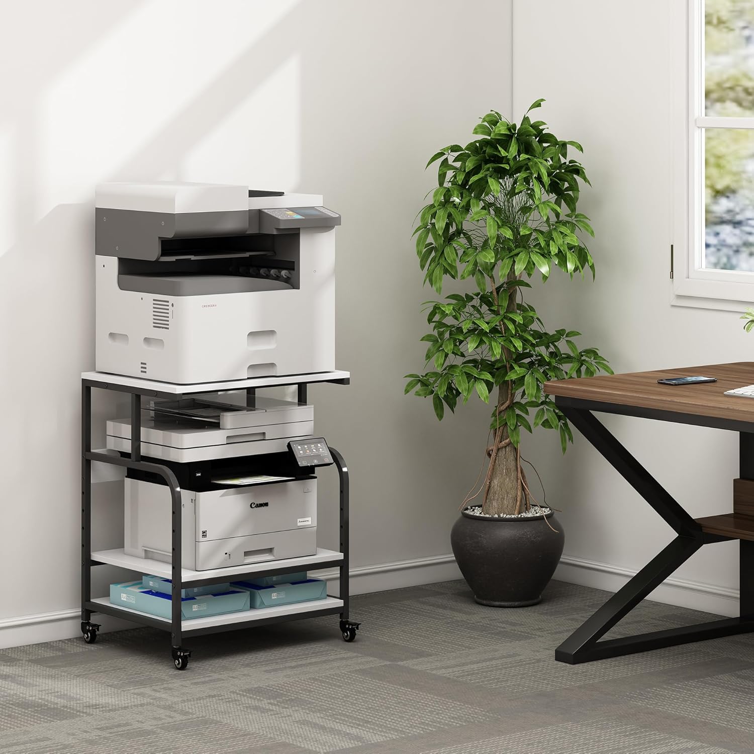 Large Printer Stand Table 23.6 x18.9 x 30 Inches with Height Adjustable Storage Shelf, 3 Tier Rolling Printer Cart with Wheels for Home Office, Gray 74 81+H8ful7 L. AC SL1500 - northernschoolofshiatsu.co.uk