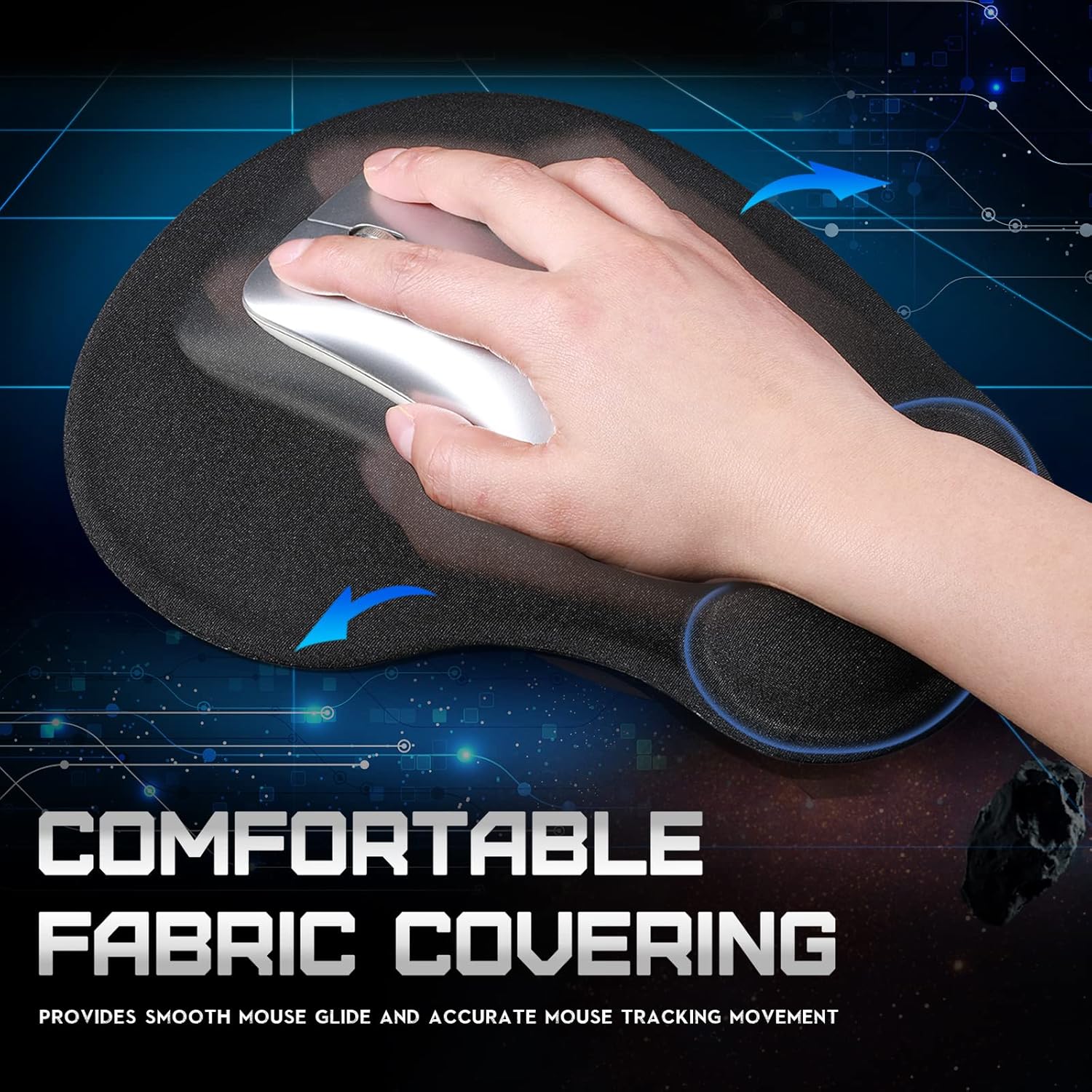 Flutesan 9 Pack Ergonomic Mouse Pad with Gel Wrist Rest Support Memory Foam Mat Non Slip PU Base Pain Relief Mousepad for Computer Laptop Home Office Travel 5 - northernschoolofshiatsu.co.uk