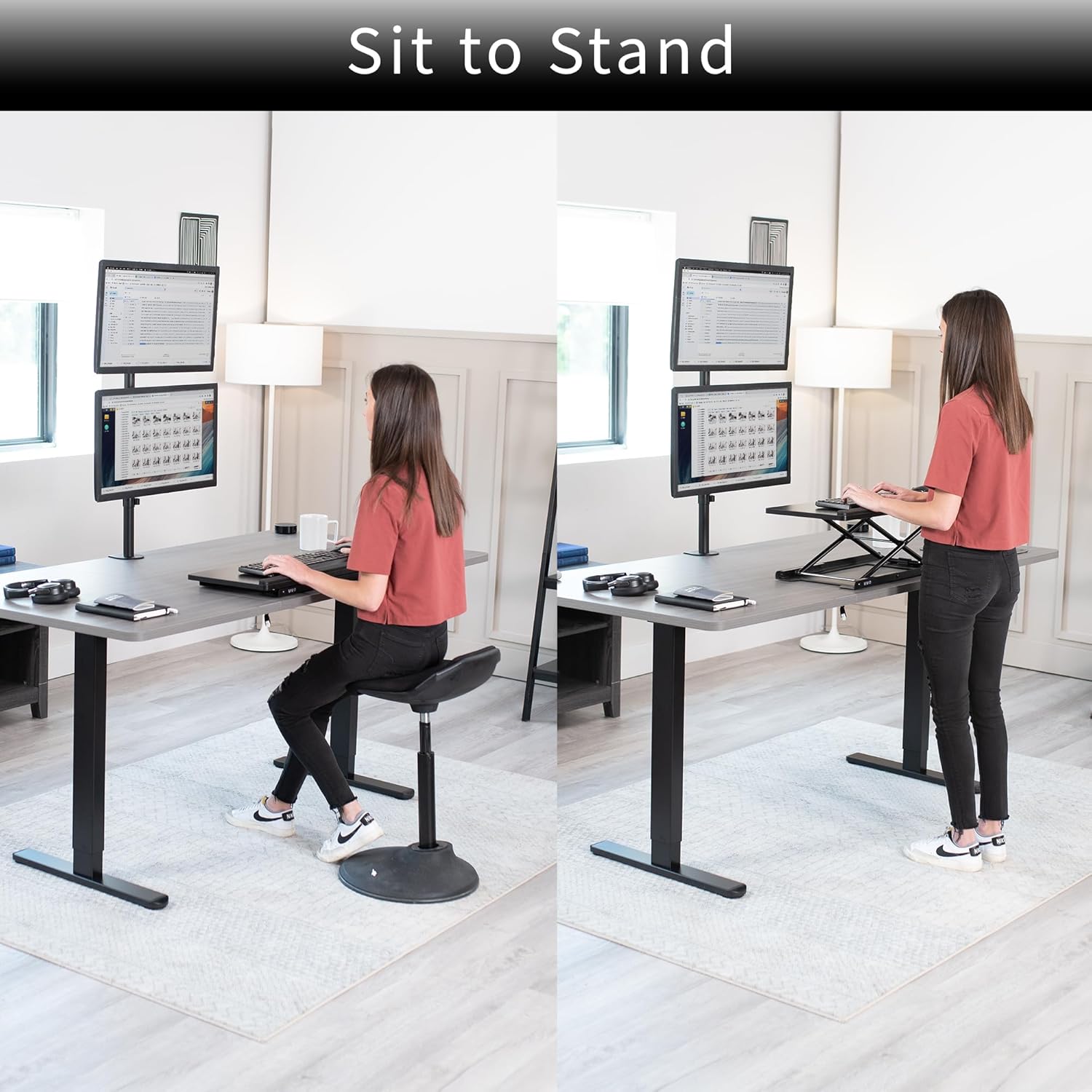 VIVO Black Single Top 27 inch Heavy-Duty Scissors Lift Keyboard and Mouse Riser, Designed for Ergonomic Sit Stand Workstations, DESK-V000P 8 - northernschoolofshiatsu.co.uk