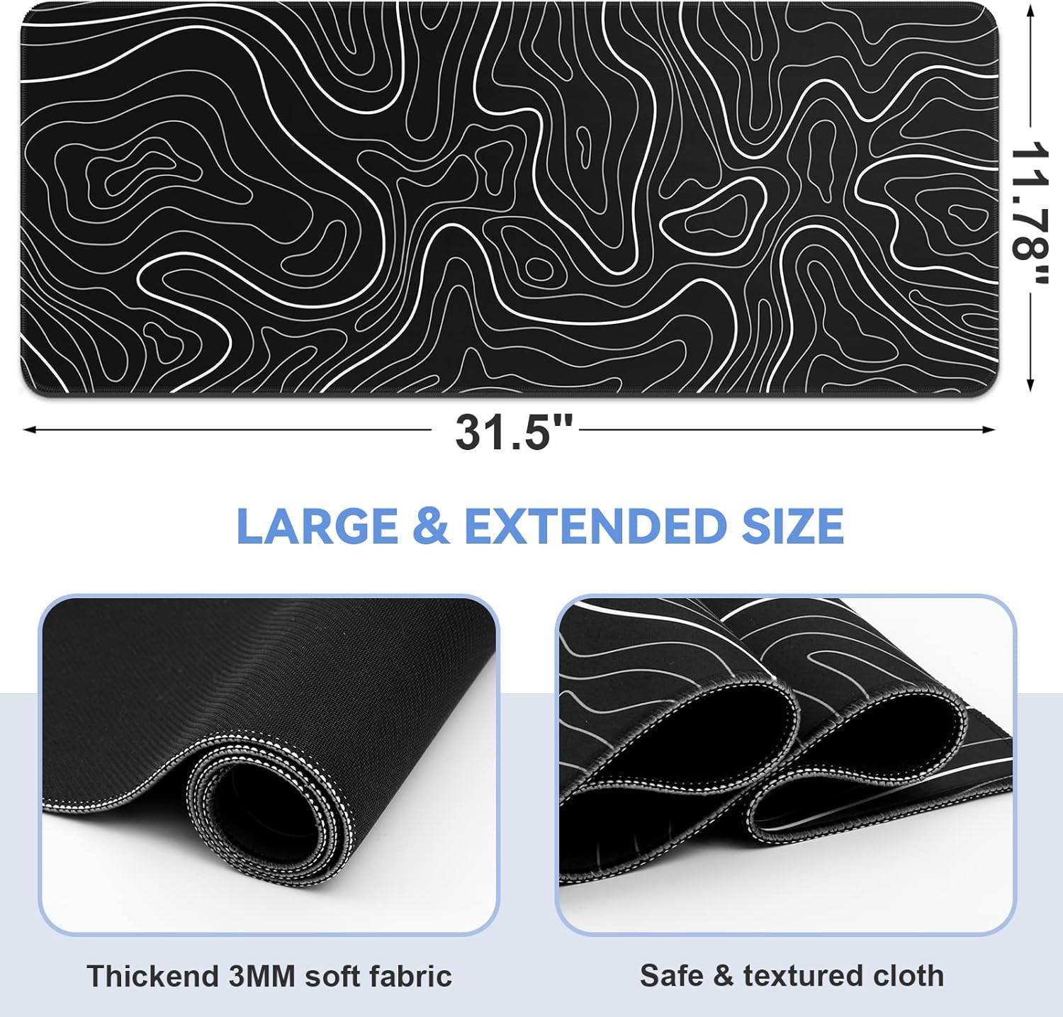 Black Mouse Pad Gaming Keyboard Pad 31.5 x 11.8 in Large Computer Mouse Pad with Anti-Slip Rubber Base and Stitched Edges, Extended Mouse Mat for Gaming Working 2 81 R1JKyKKL. AC SL1500 - northernschoolofshiatsu.co.uk