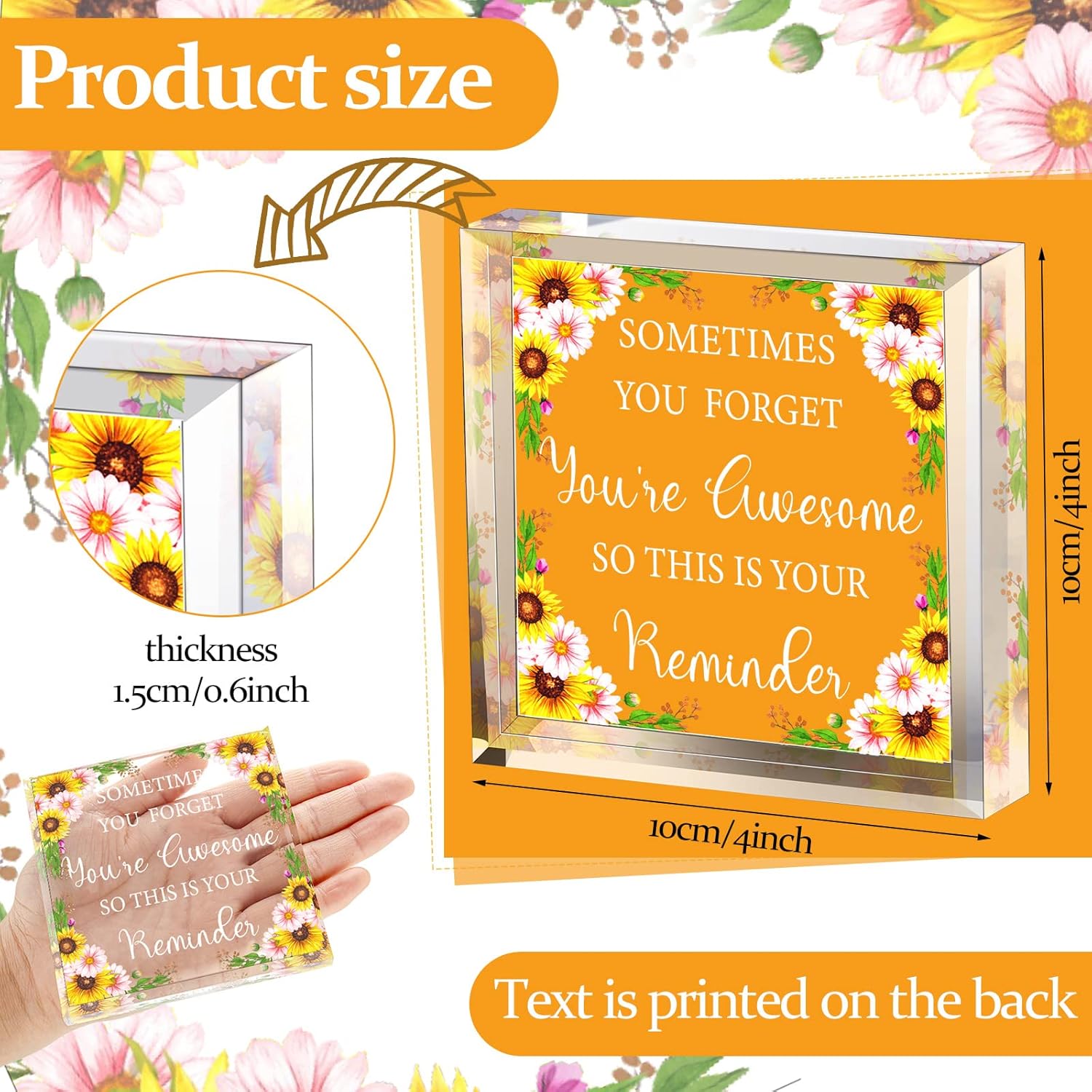 Chunful Inspirational Appreciation Gifts Sometimes You Forget You're Awesome Coworkers Thank You Gifts New Year Birthday Present Acrylic for Mother Women Friends Coworkers (Sunflower) 3 81 clMfzwcL. AC SL1500 - northernschoolofshiatsu.co.uk