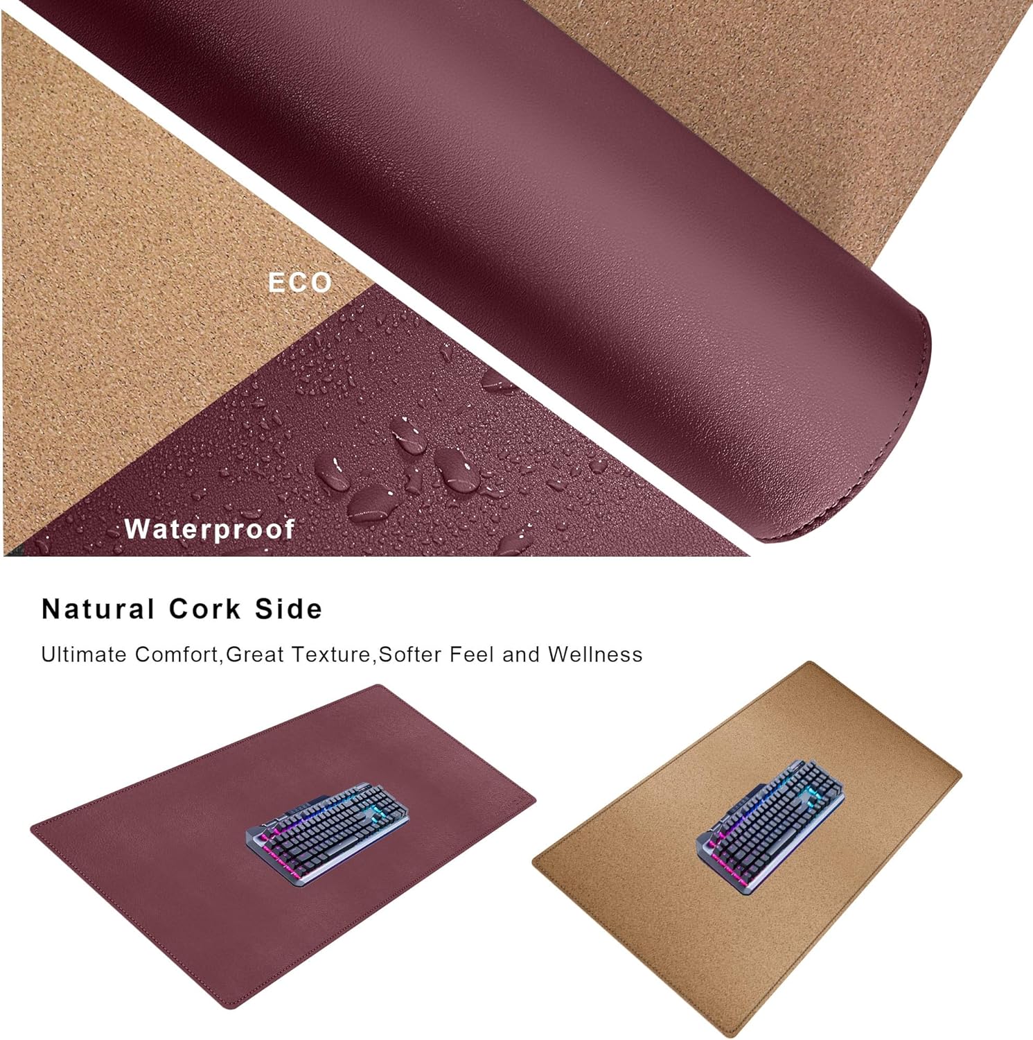 Mydours Cork & PU Leather Desk Mat, 40" x 20" Large Gaming Mouse Pad XL, Dual-Sided Portable Desk Pad Blotter, Keyboard Computer Desktop Protector for Gift Office Home (Brown) 38 81 jN d4v L. AC SL1500 - northernschoolofshiatsu.co.uk