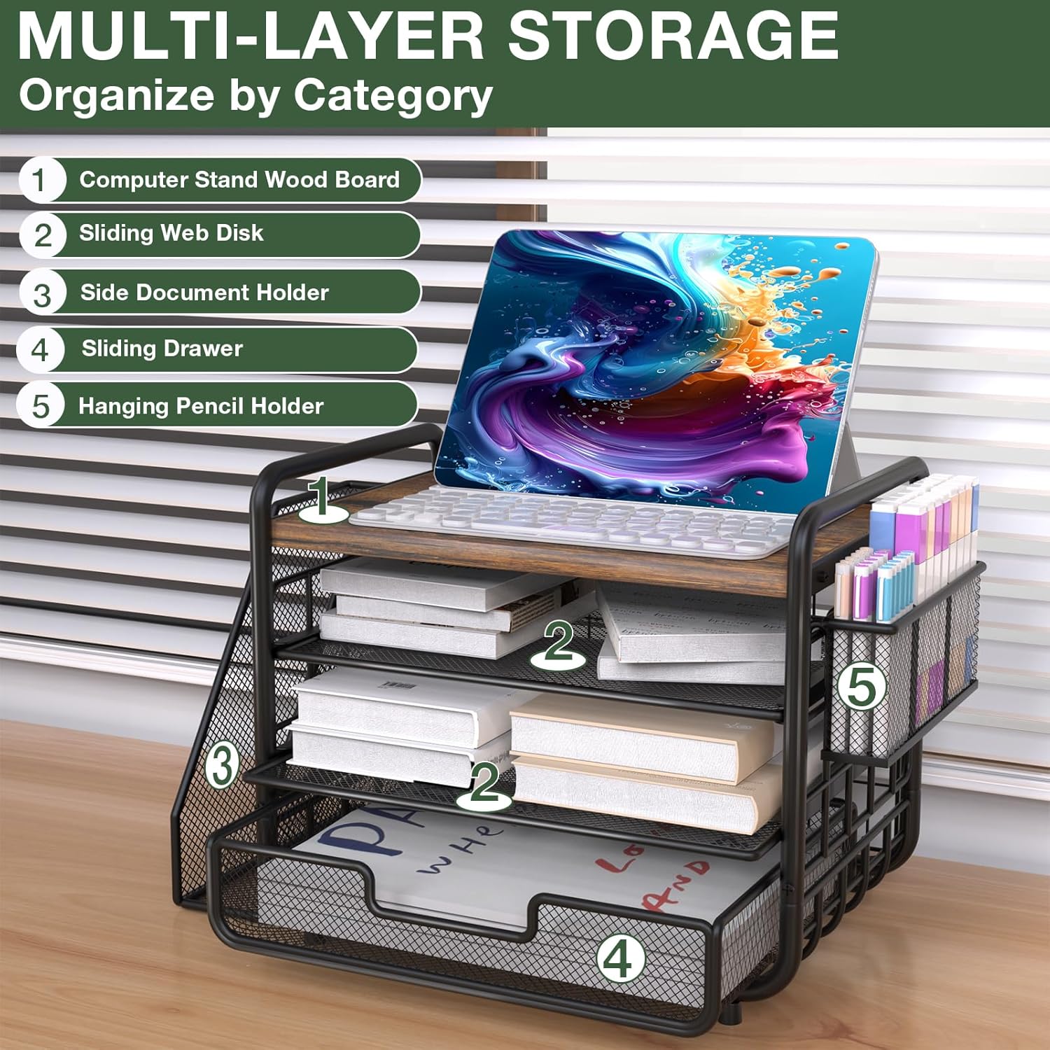 2025 New Large Capacity Desk Organizer with Drawer, Wooden 4-Tier Paper Organizer Letter Tray with File Holder and Pen Holders, Wooden Desk Accessories for A4 Paper Work Folder Storage (Style1) 3 81 tvngGEjL. AC SL1500 - northernschoolofshiatsu.co.uk
