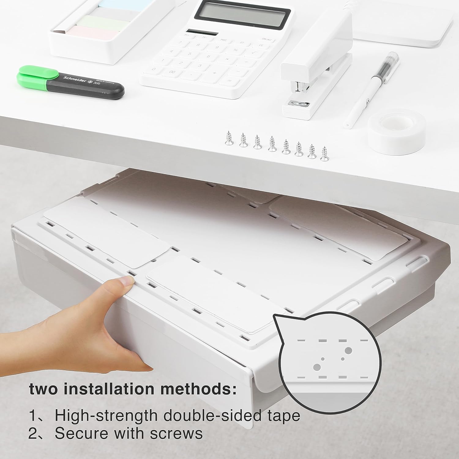 Under Desk Drawer - Super Large Under Table Hidden Drawer Desk Accessories & Workspace Organizers Desktop Storage Pencil Slide Out Organizer with Screw Adhesive Tape Shelf Tray at Office 3 8106purbShL. AC SL1500 - northernschoolofshiatsu.co.uk