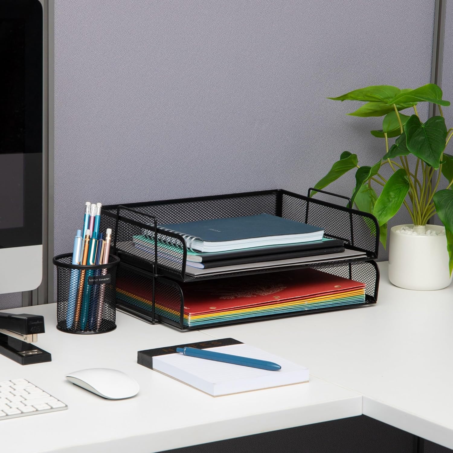 Mind Reader Stackable Paper Tray, Desktop Organizer, File Storage, Office, Metal Mesh, 13.25" L x 9.75" W x 6.25" H, 2 Pcs., Black 2 810ORYQho1L. AC SL1500 - northernschoolofshiatsu.co.uk