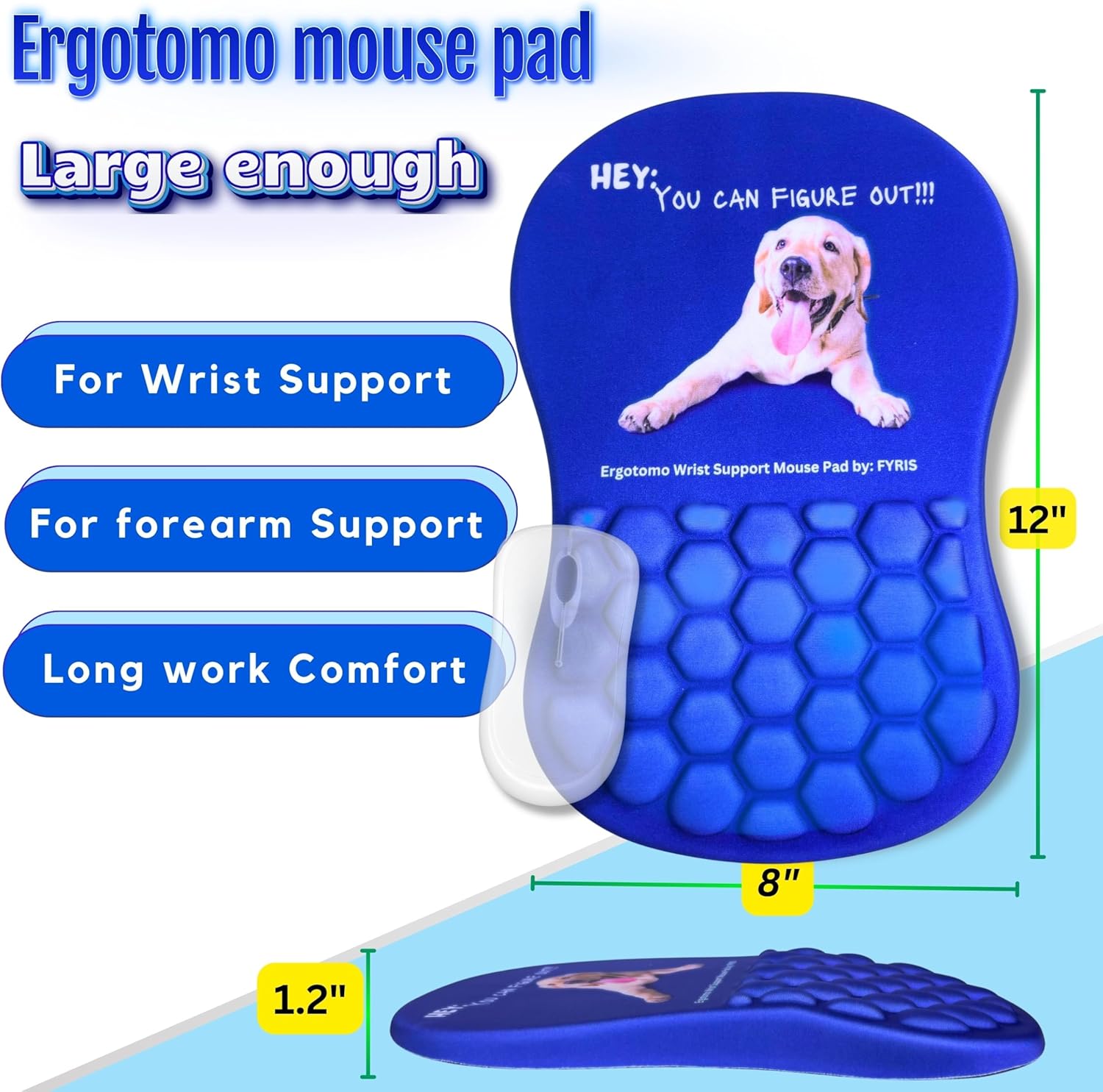 Large Cushion Memory Foam Ergonomic Mouse Pad, Wrist Rest Support with Labrador Design Idea Slope for Comfort Pain Relief Ideal for Carpal Tunnel Relief Non-Slip 3 810tWfPuibL. AC SL1500 - northernschoolofshiatsu.co.uk