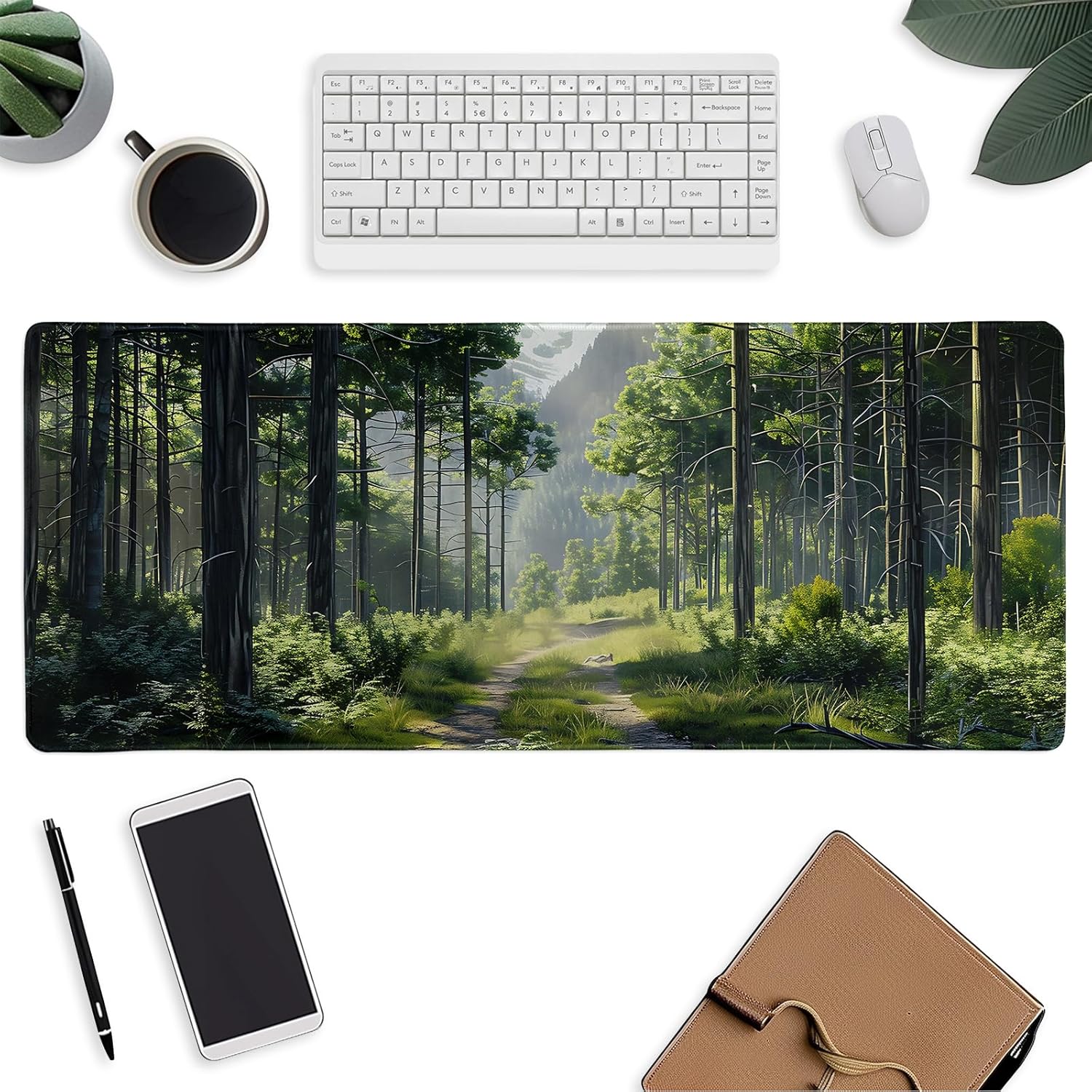 Large Mouse Pad Gaming Extended Desk Pad with Stitched Edge and Non-Slip Rubber Base Keyboard Pad for Laptop Office and Home 31.5 X 11.8 Inch,Eucalyptus Leaves 15 8115T6kaStL. AC SL1500 - northernschoolofshiatsu.co.uk