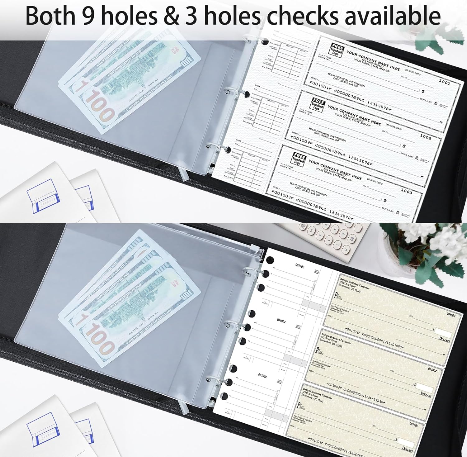 LLi Cufite 3 Rings Check Binder for End-Stub Deskbook Checks, Zipper Business Check Binder, 3 on a Page, Fit 3 & 9 Holes Check Faux Leather (11 1/4"" x 9"") (Black) 6 811e5K0LIjL. AC SL1500 - northernschoolofshiatsu.co.uk
