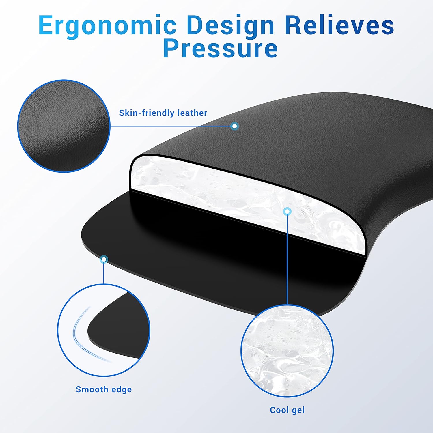 HONKID Elbow Pad for Desk, Ergonomic PU Leather Surface Elbow Rest, Cooling Gel Wrist Rest Elbow Pad Relieve Wrist and Elbow Pain Comfortable Non-Skid (1 PC, Black) 3 812ToioRaSL. AC SL1500 - northernschoolofshiatsu.co.uk