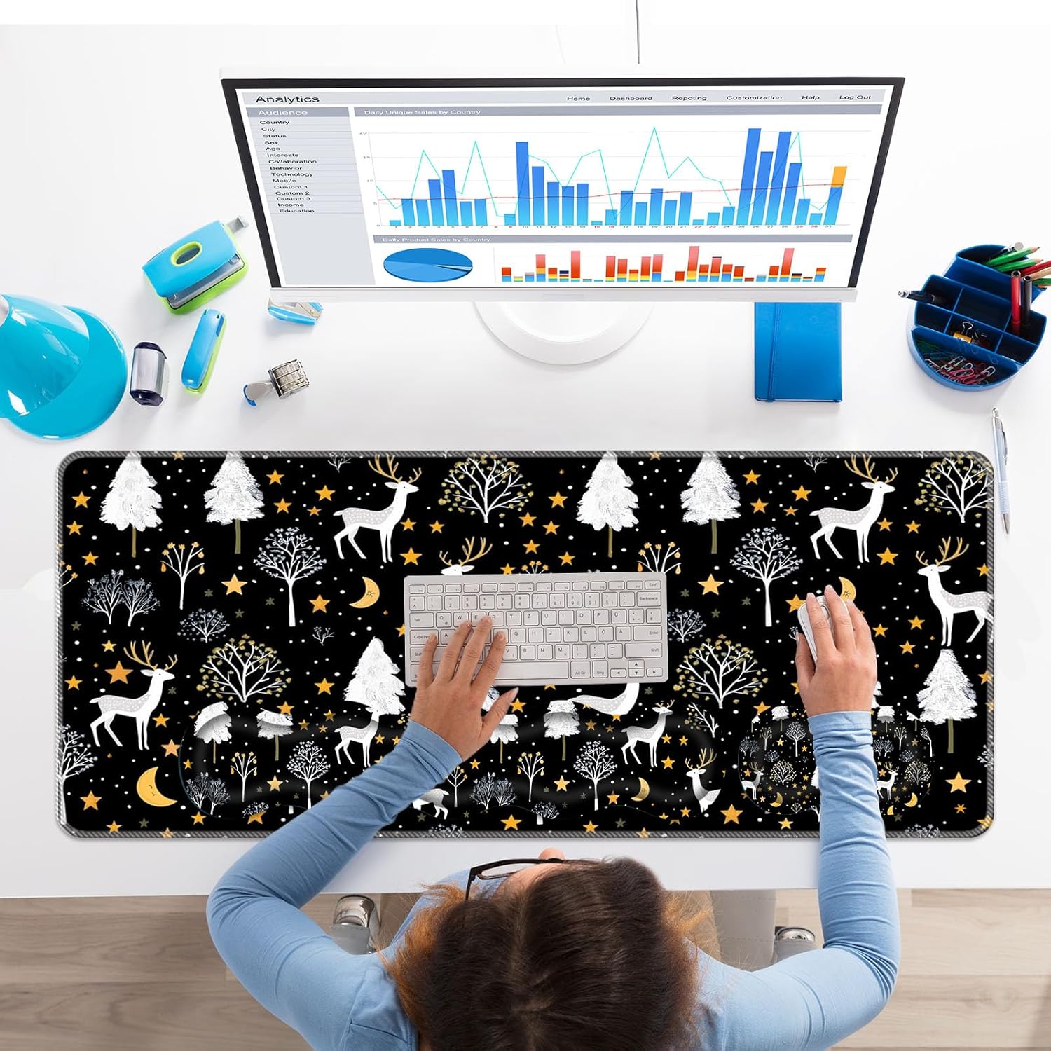 Keyboard Wrist Rest Set,Memory Foam Wrist Support Mouse Pad,31.5"x11.8" Desk Mat for Comfortable Typing & Pain Relief,Non-Slip Base for Office & Home Use - Abstract Flower 98 - northernschoolofshiatsu.co.uk