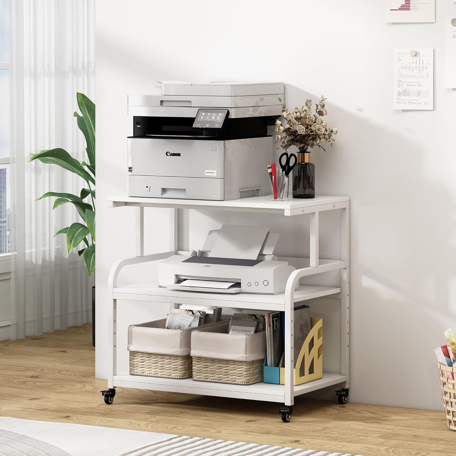 Large Printer Stand Table 23.6 x18.9 x 30 Inches with Height Adjustable Storage Shelf, 3 Tier Rolling Printer Cart with Wheels for Home Office, Gray 58 8130pWpGaRL. AC SL1500 - northernschoolofshiatsu.co.uk