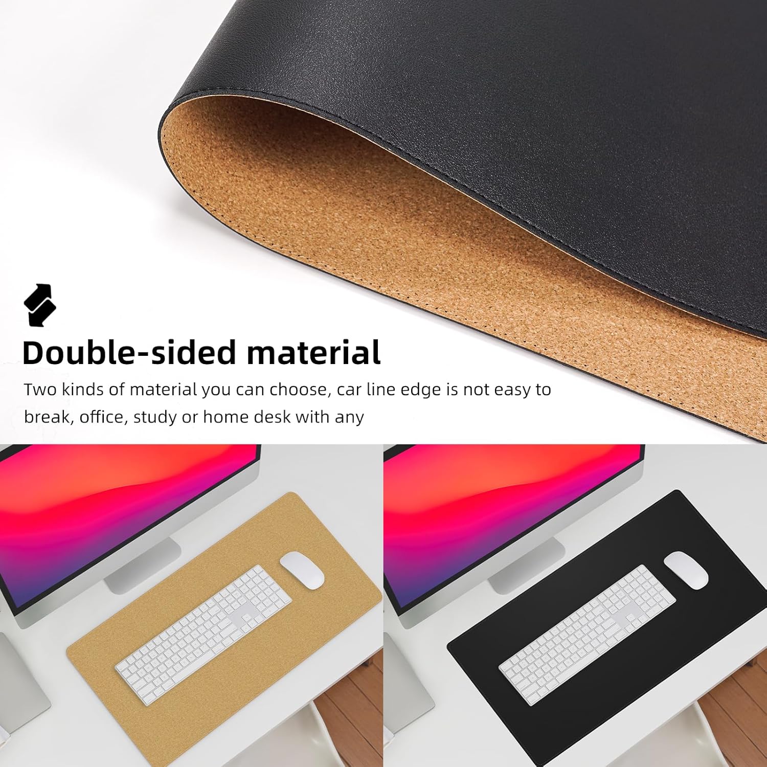 Large Desk Mat 47.2" x 17" Leather Desk Pad Protector with Natural Cork & PU Leather, Non-Slip Office Desk Mat, Large Mouse Pad, Waterproof Desk Blotter pad for Office&Home(Black) 186 813NeohLoPL. AC SL1500 - northernschoolofshiatsu.co.uk