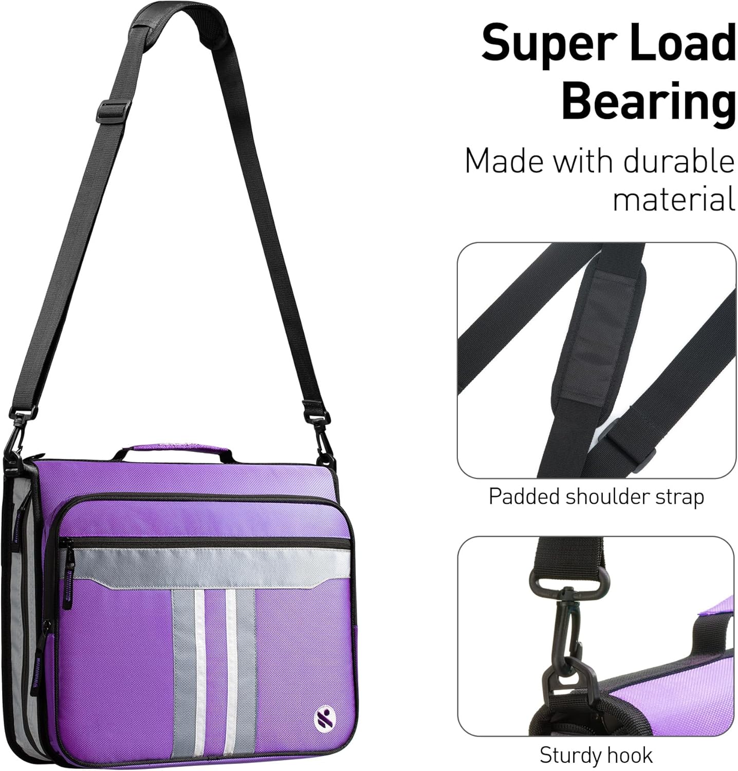 2-Inch 3 Rings Zipper Binder, Holds 15-Inch Laptop/Tablet, Handle and Shoulder Strap Included, Violet 5 - northernschoolofshiatsu.co.uk