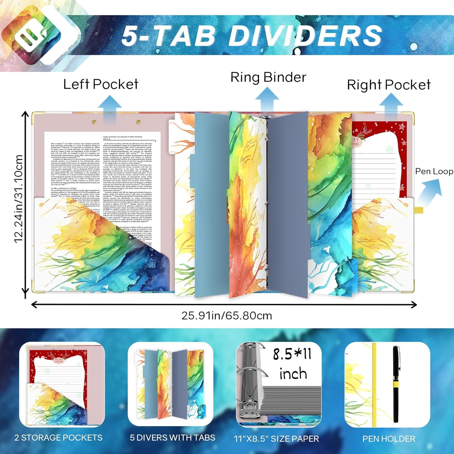 2 Inch 3 Ring Binders for Letter-Size 11" x 8.5" with 5-Tab Dividers and Low Profile Clipboards Three Ring Binder for School Class Office Supplies, Rose Floar 30 813gcgBX71L. AC SL1500 - northernschoolofshiatsu.co.uk