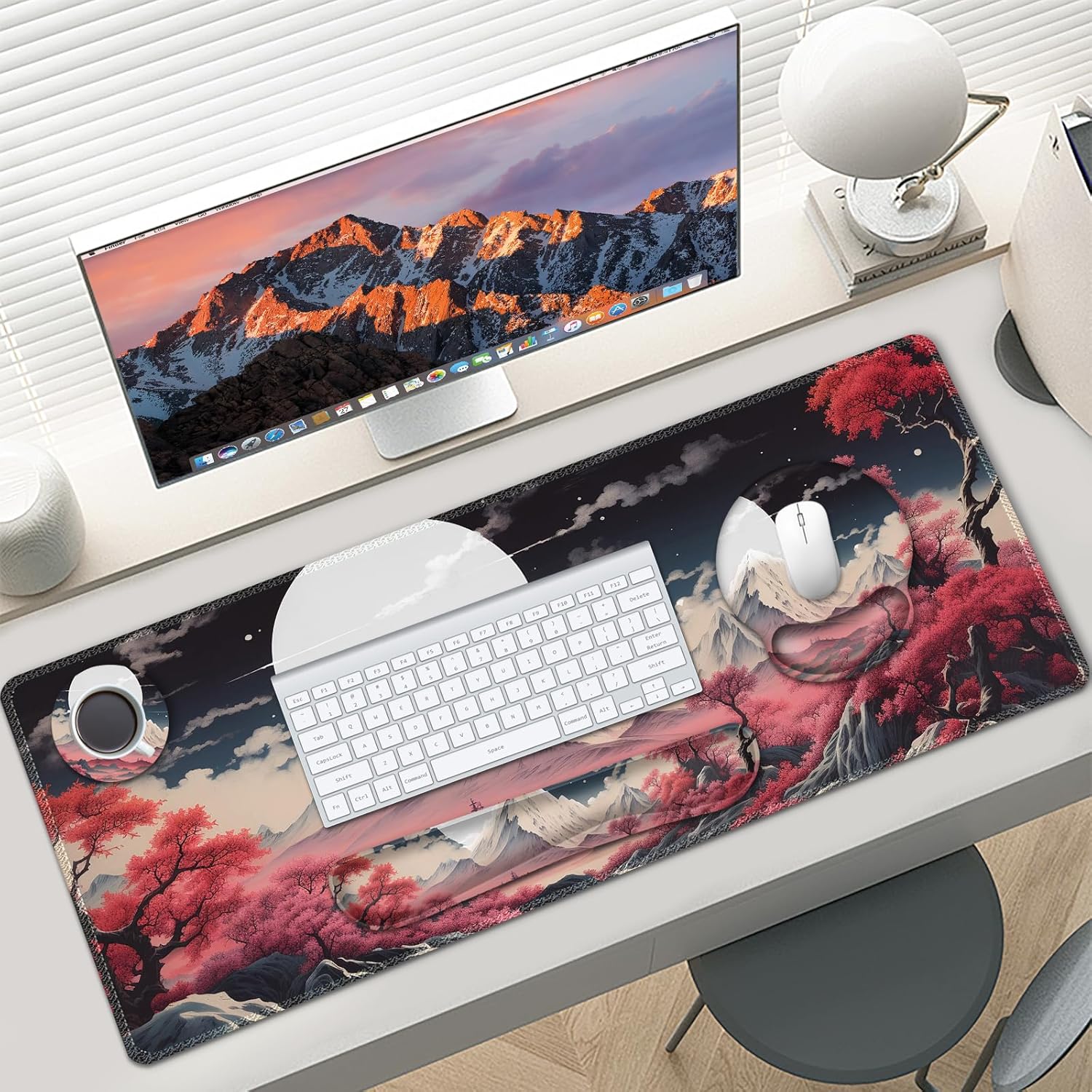AIMSA Keyboard Mouse Pad Wrist Rest Set, Large Gaming Mouse Desk Pad with Wrist Support Ergonomic Design, 4 in 1 Mousepad for Home Office, Sakura Snow Mountain 7 813t vrTPzL. AC SL1500 - northernschoolofshiatsu.co.uk