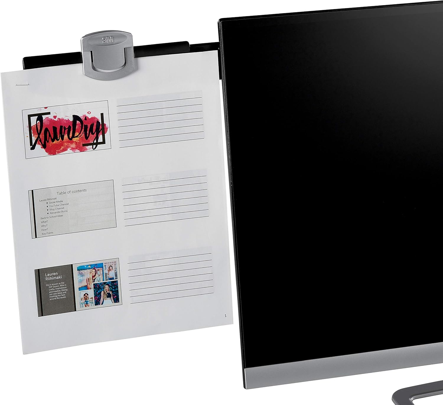 3M Monitor Mount Document Clip, Mounts Right or Left with Command Adhesive, Swings Forward and Back for Easy Viewing and Storage, 30 Sheet Capacity, Black (DH240MB)- Pack of 6 4 814HWk6wU L. AC SL1500 - northernschoolofshiatsu.co.uk