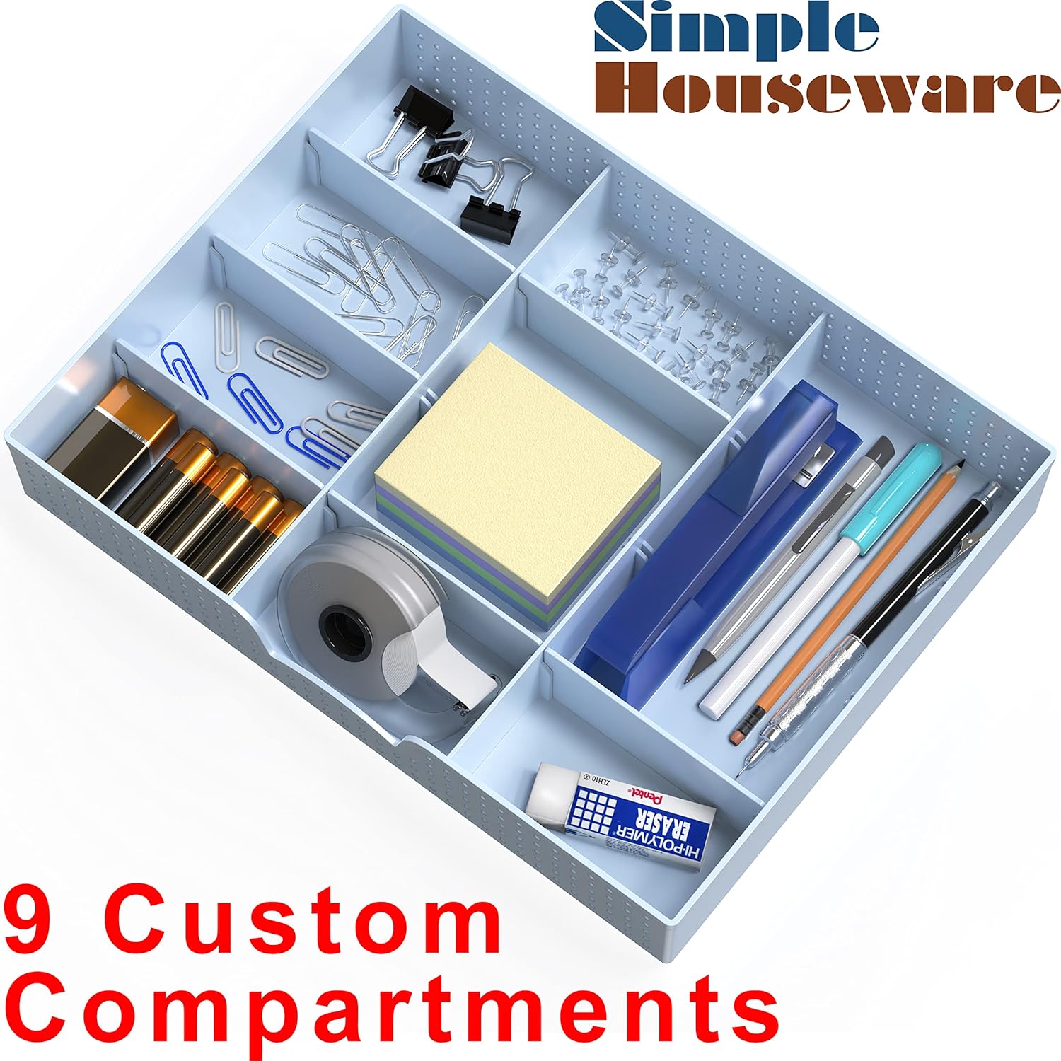 Simple Houseware Drawer Organizer Tray with 9 Adjustable Compartments, Black 4 - northernschoolofshiatsu.co.uk