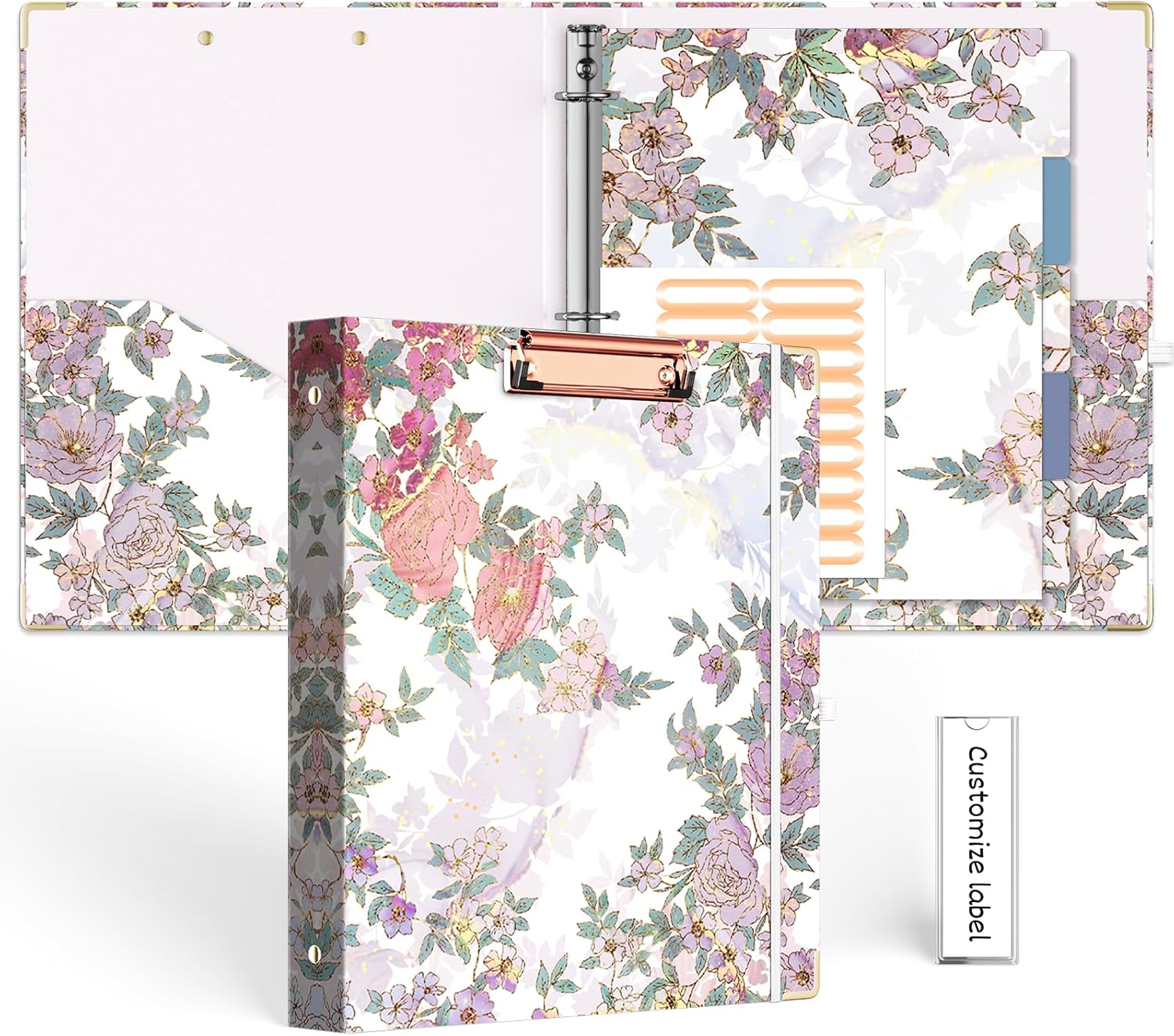 2 Inch 3 Ring Binders for Letter-Size 11" x 8.5" with 5-Tab Dividers and Low Profile Clipboards Three Ring Binder for School Class Office Supplies, Rose Floar 98 815cyGEIloL. AC SL1500 - northernschoolofshiatsu.co.uk
