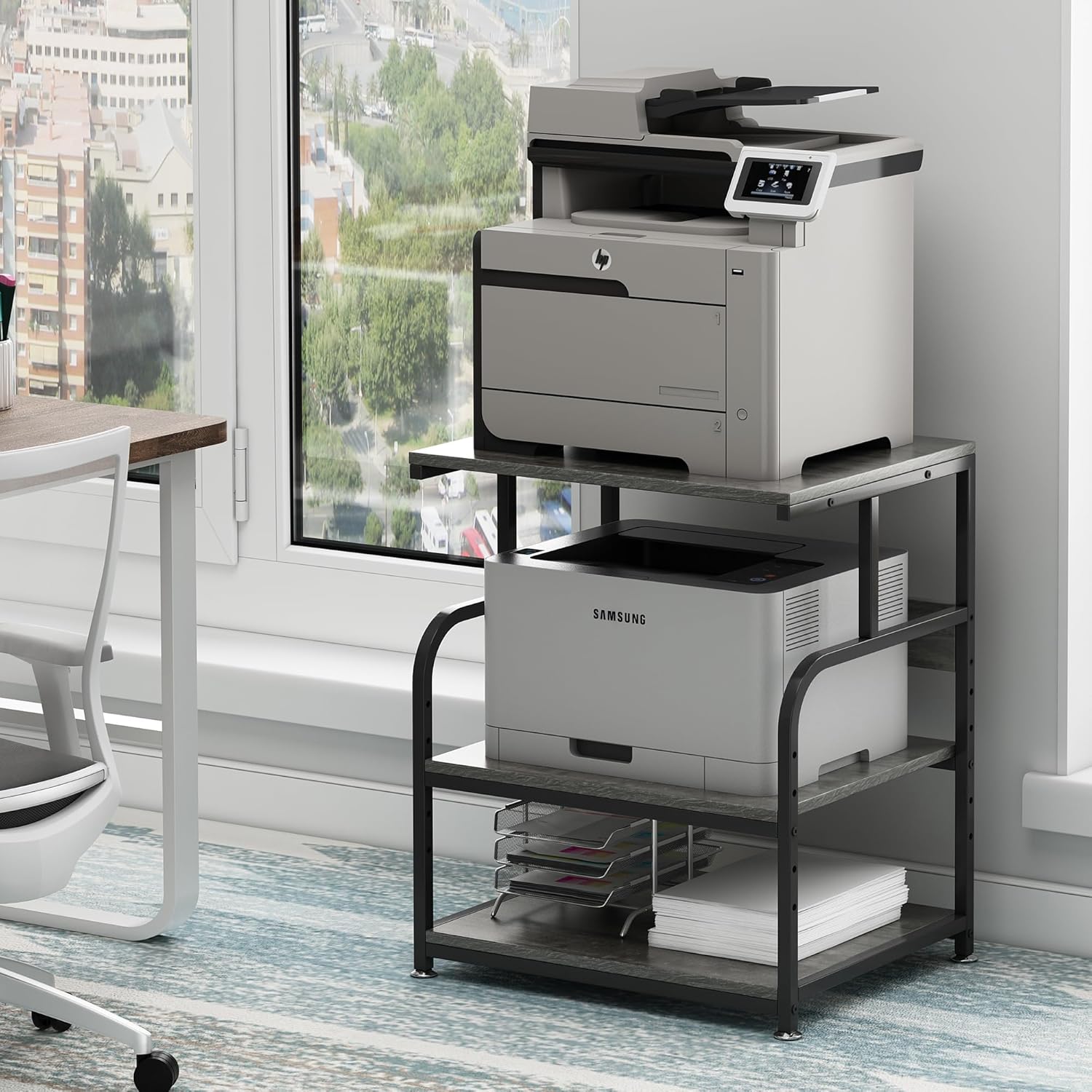 Large Printer Stand Table 23.6 x18.9 x 30 Inches with Height Adjustable Storage Shelf, 3 Tier Rolling Printer Cart with Wheels for Home Office, Gray 1 816YFEpzlXL. AC SL1500 - northernschoolofshiatsu.co.uk