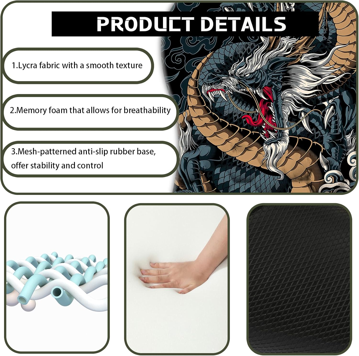 Dragon Mouse Pad with Wrist Rest, Black Ergonomic Mouse Pad Wrist Support, Non-Slip Soft with Massage Design Computer Keboard Pc Mousepad for Office and Gaming(Wrist04) 4 816surBDZcL. AC SL1500 - northernschoolofshiatsu.co.uk