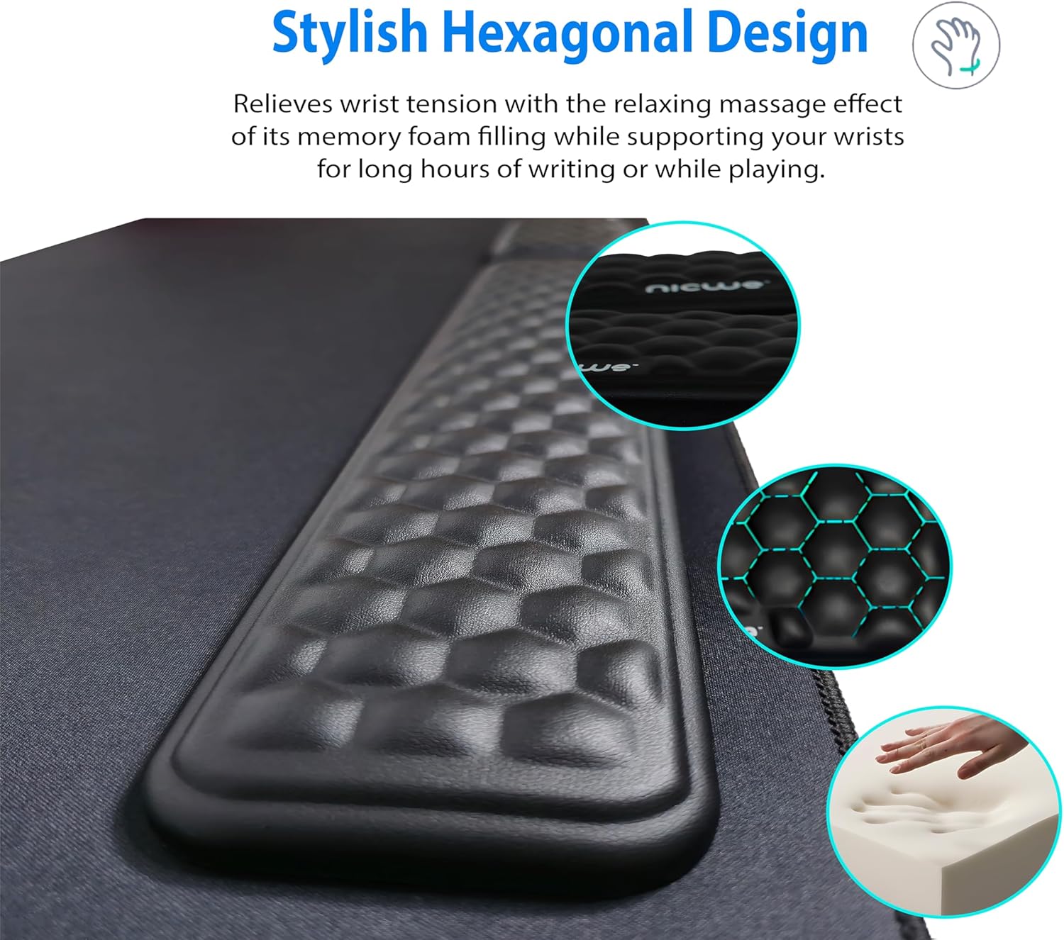 Ergonomic Keyboard Wrist pad Black with Memory Foam - Mouse Wrist Rest for Computer Keyboard, Waterproof, Nonslip. Arm Rest for Keyboard pad Reduce Wrist Fatigue. 2 Piece Pad with Travel Bag. 2 - northernschoolofshiatsu.co.uk
